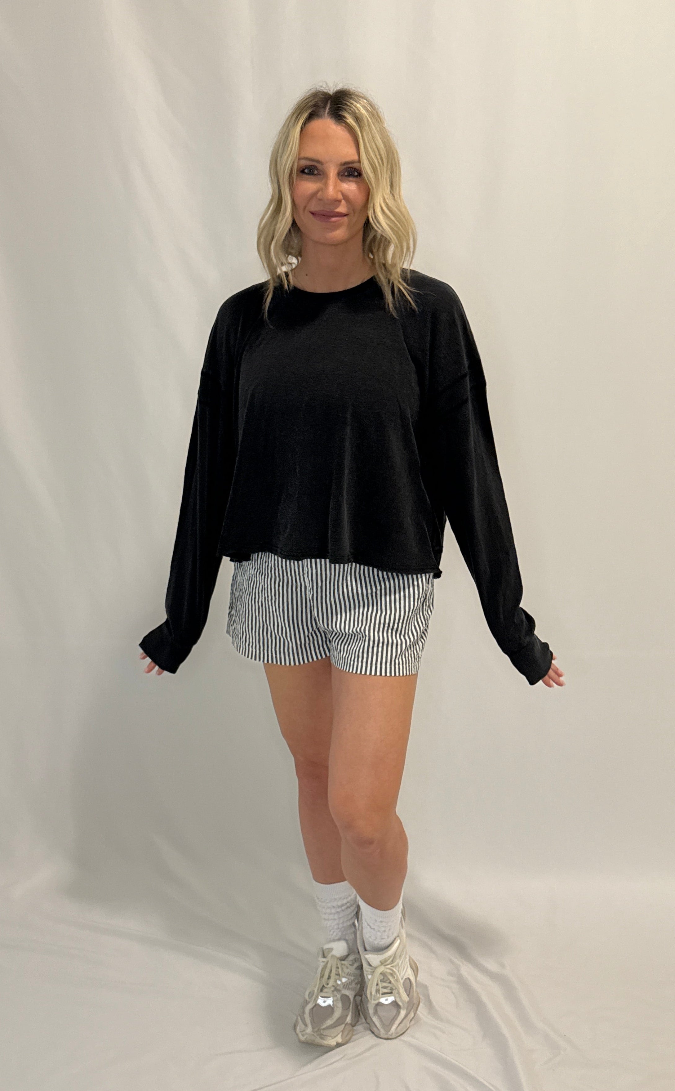 Cross Detail Open Back Long-Sleeve Top