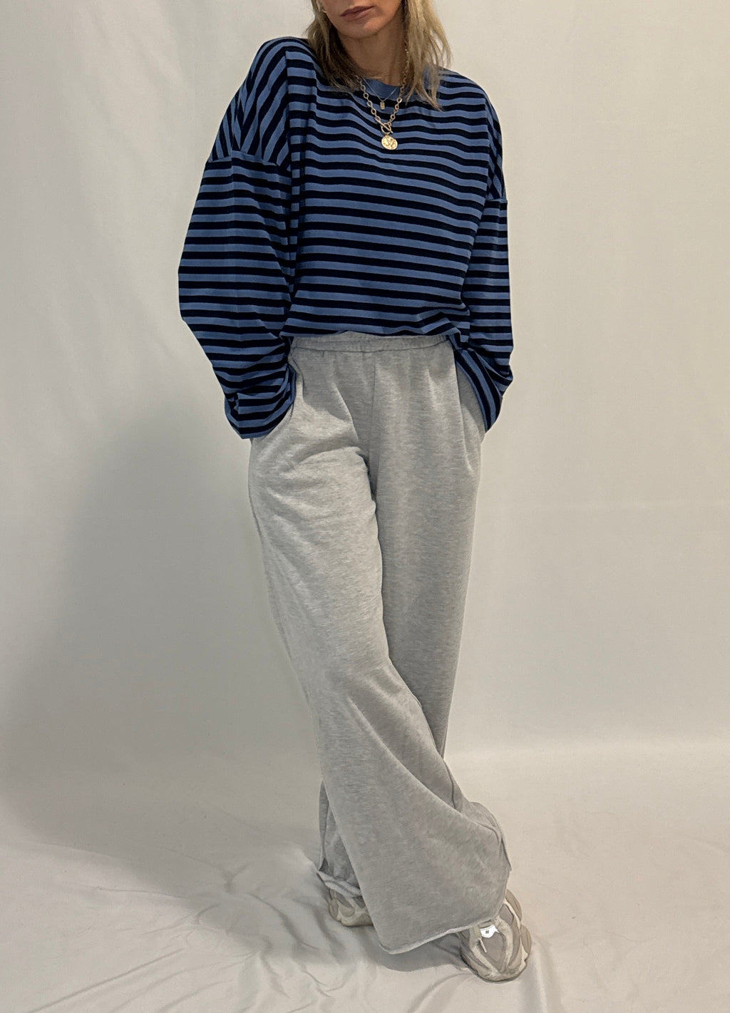 Striped Terry Oversized Long Sleeve Top