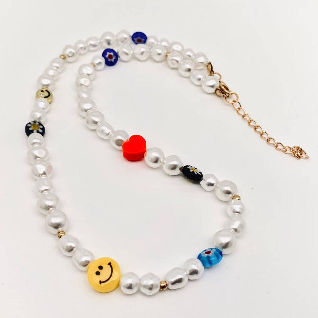 Smiley Face Sunflower Pearl Choker