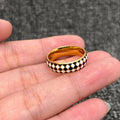 Enamel Black and White Grid 18K Gold Plated Ring