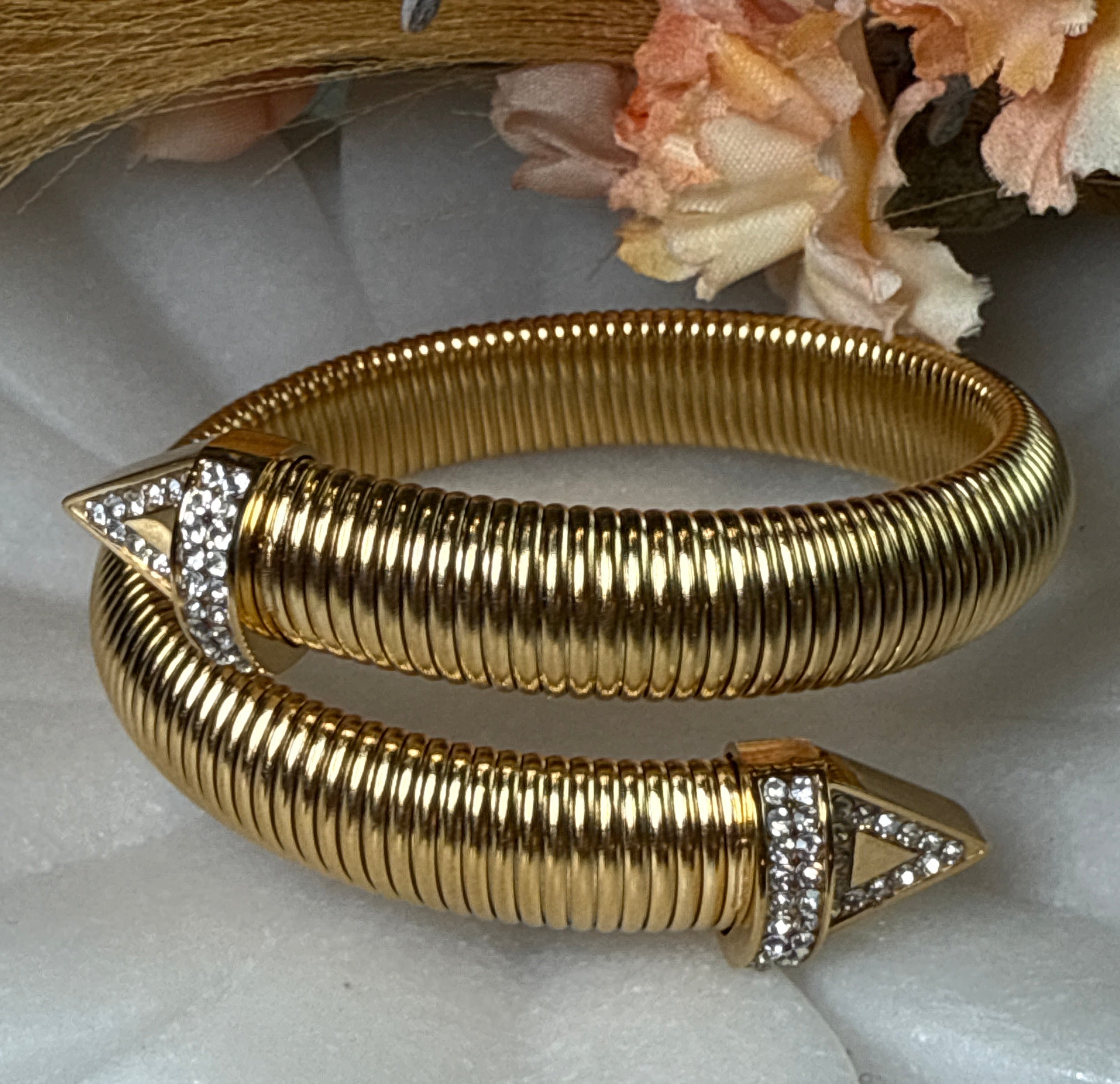 Two Headed Triangle 18K Gold Plated Adjustable Bangle