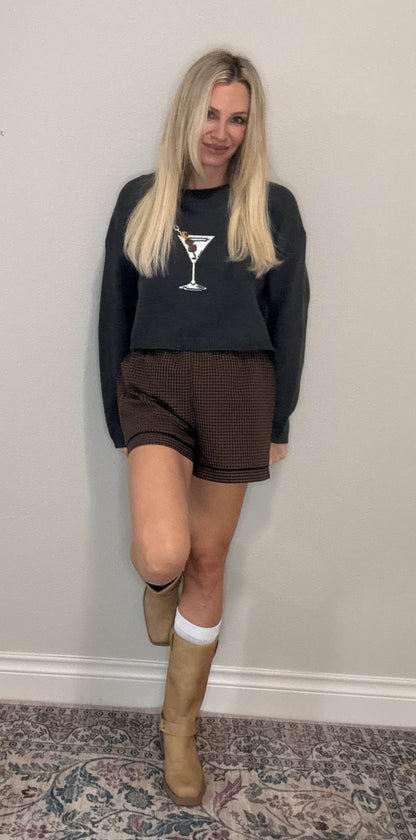 Elastic High-Waisted Trimmed Shorts