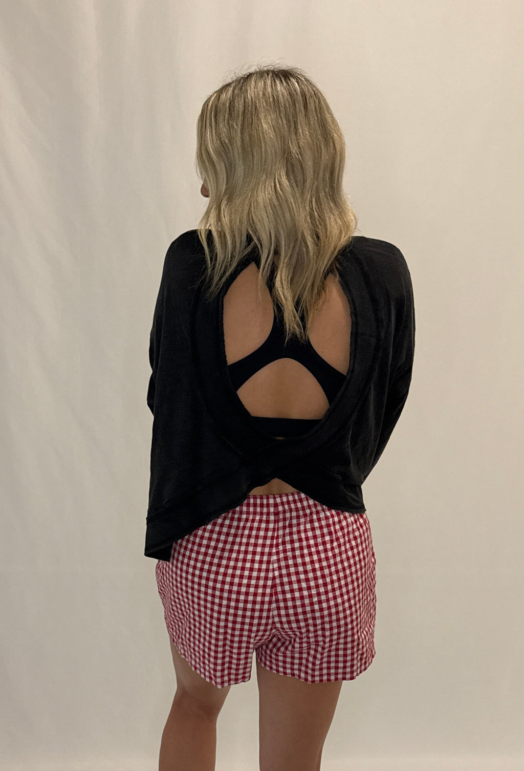Cross Detail Open Back Long-Sleeve Top