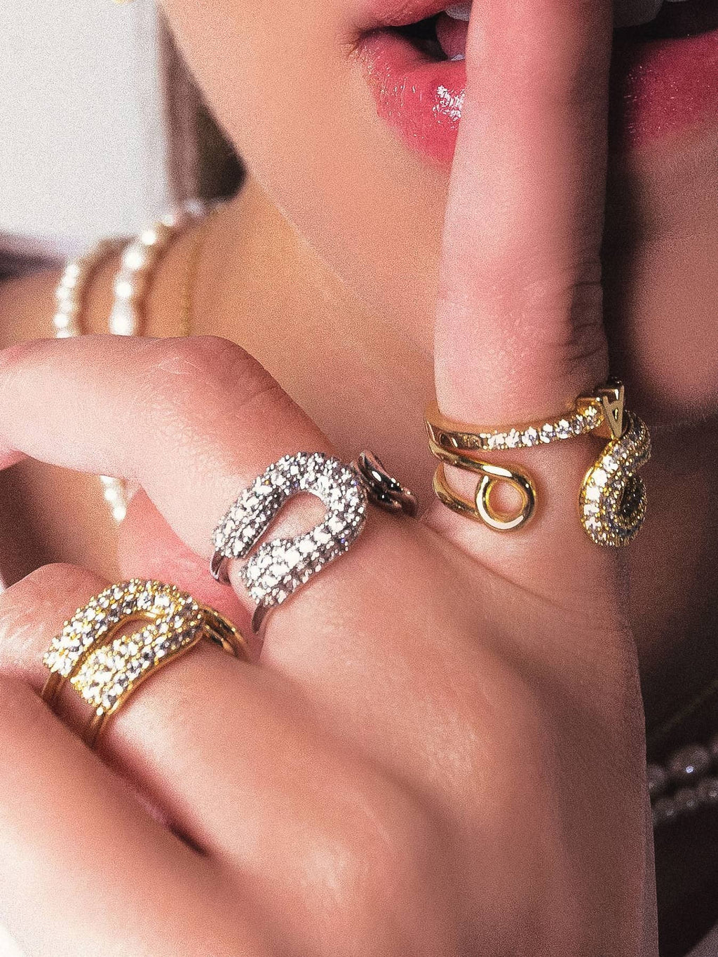 Dante 18K Gold Non-Tarnish Rhinstone Glam Ring
