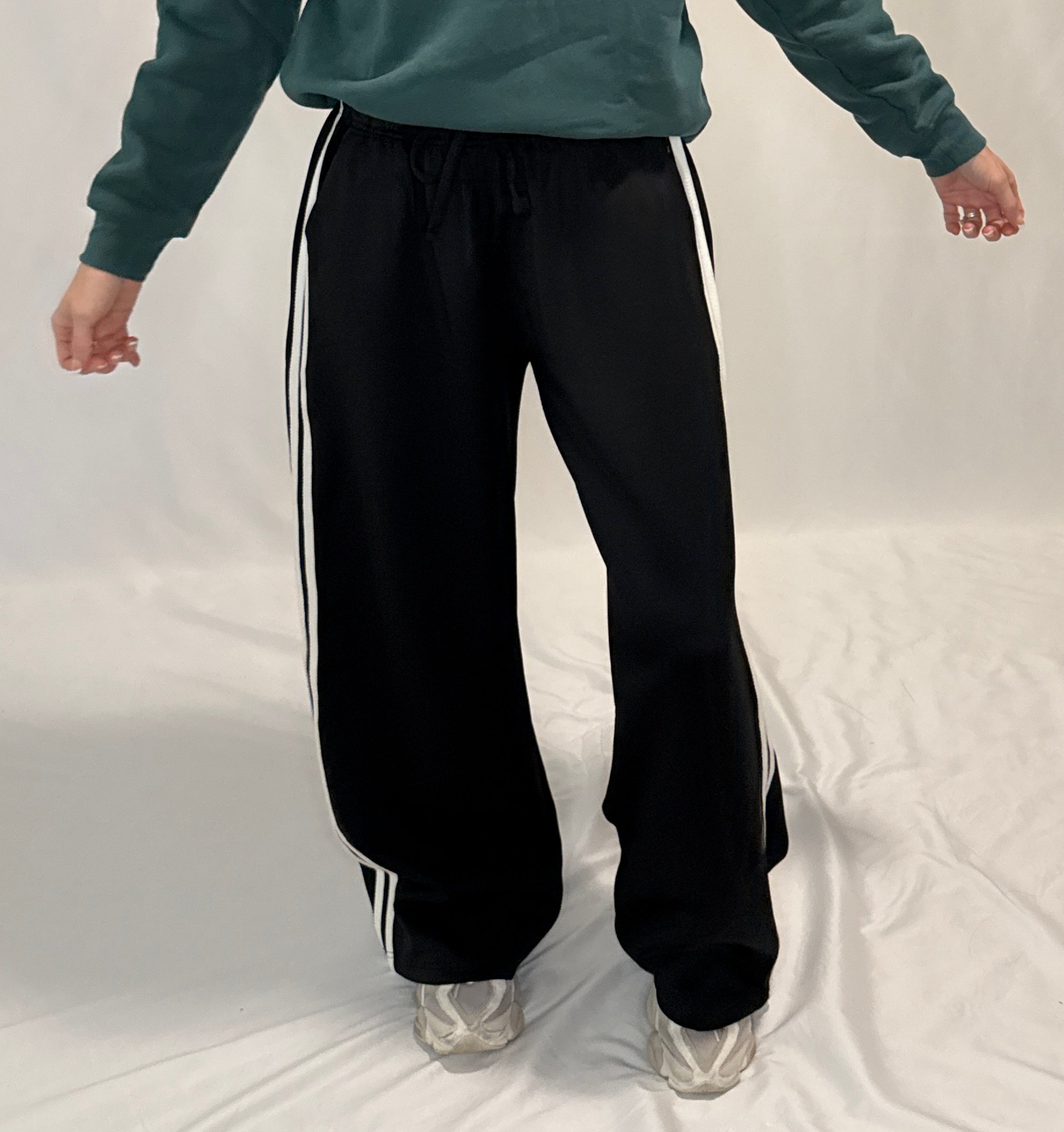 Wide Leg Track Pants with Side Stripes