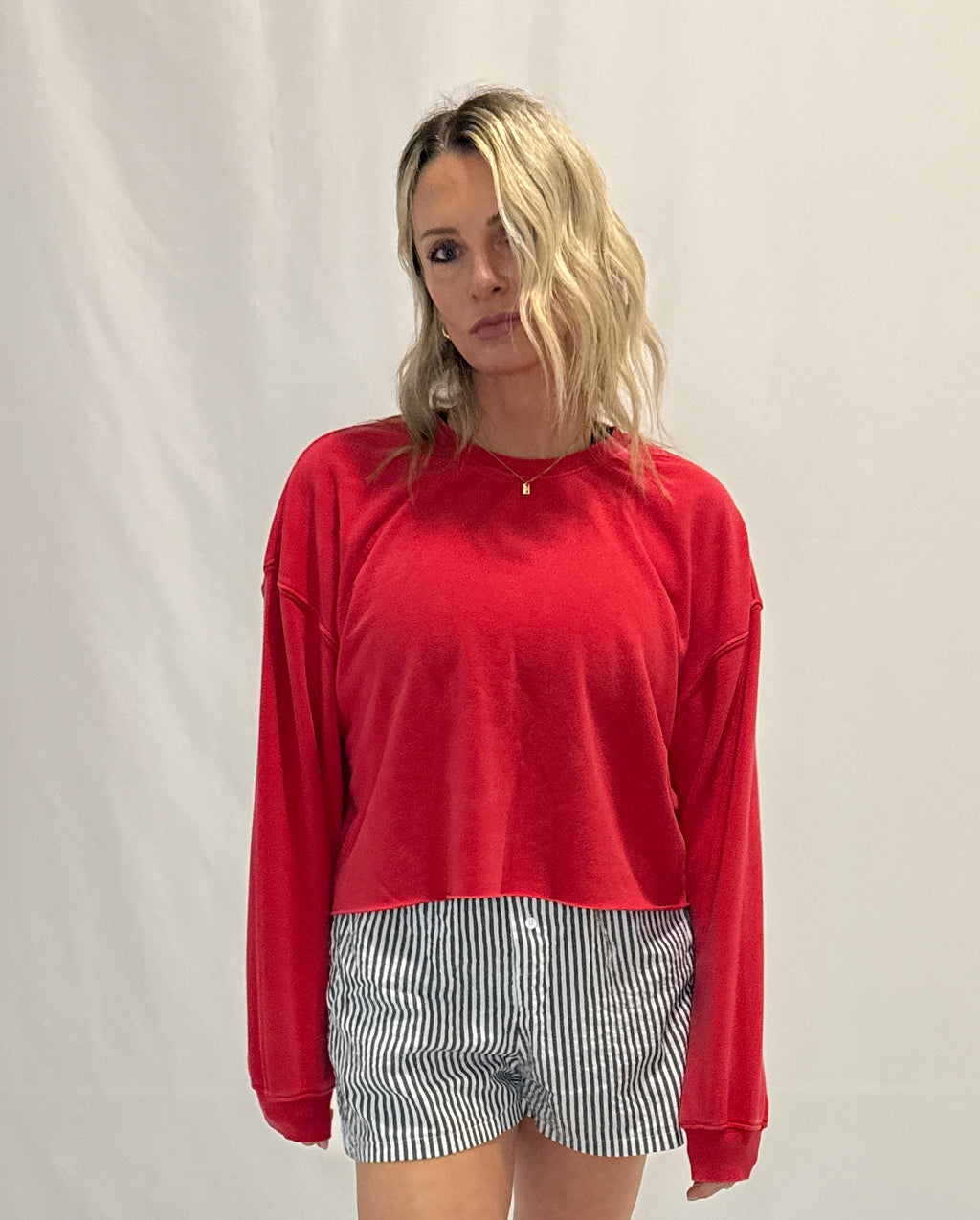 Cropped Mineral Wash Sweatshirt