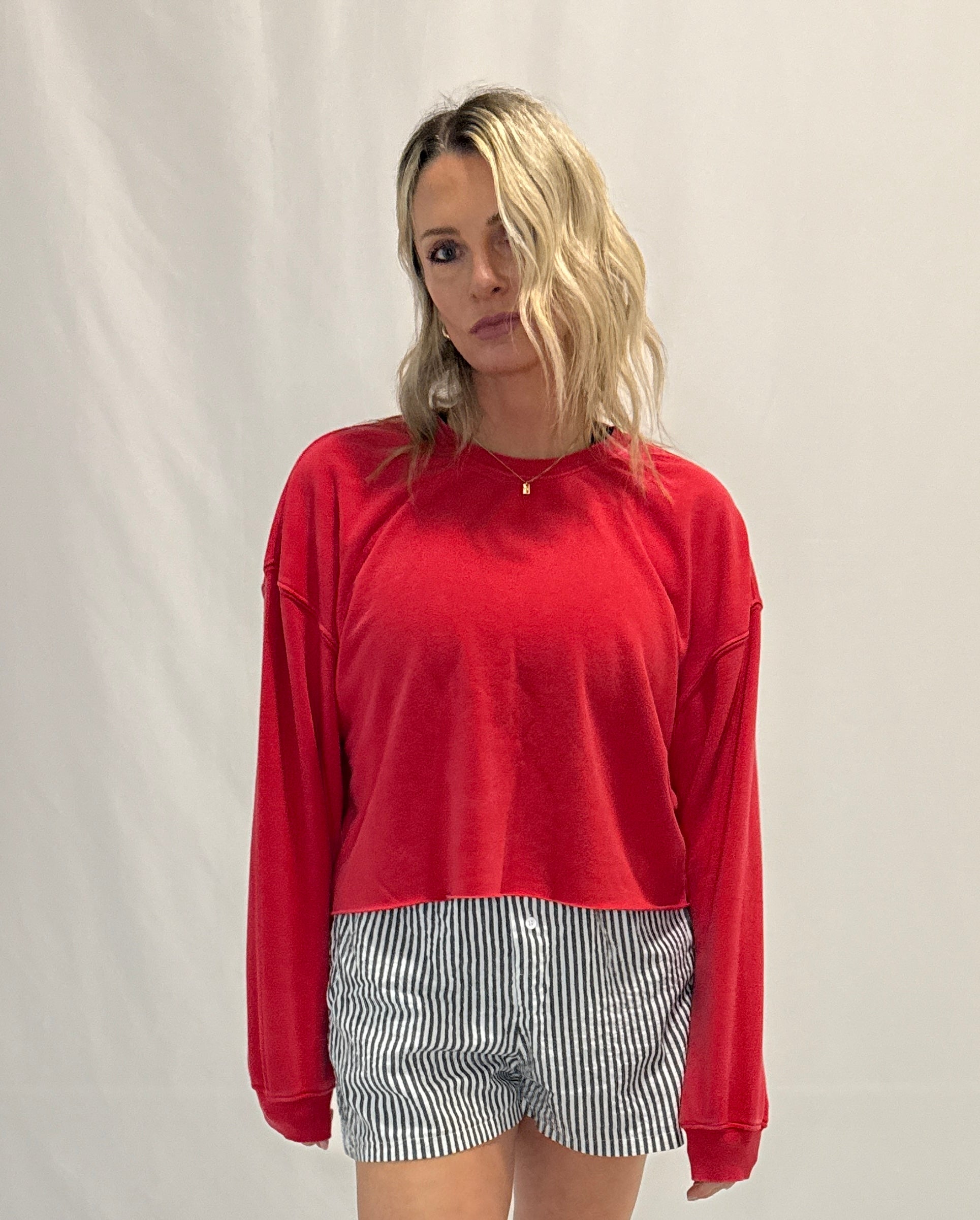 Cropped Mineral Wash Sweatshirt