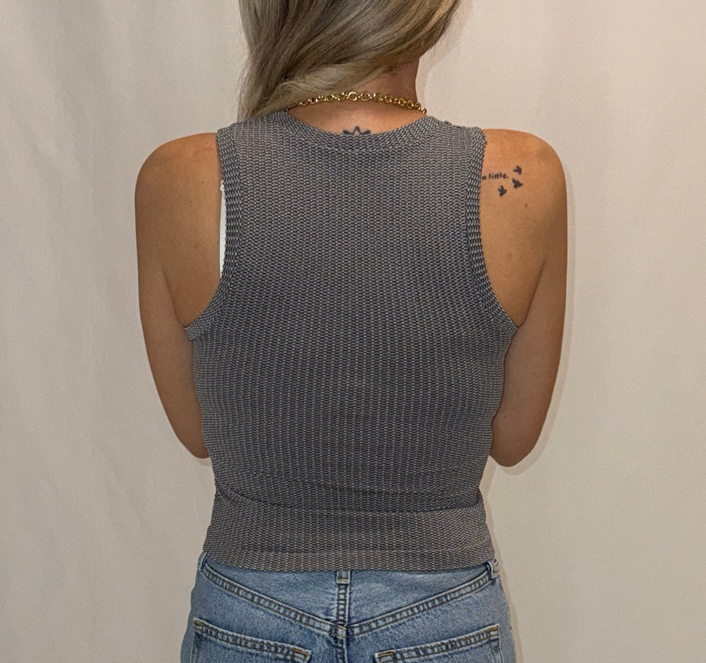 Seamless Knit Nylon Spandex Ribbed V-Neck Tank