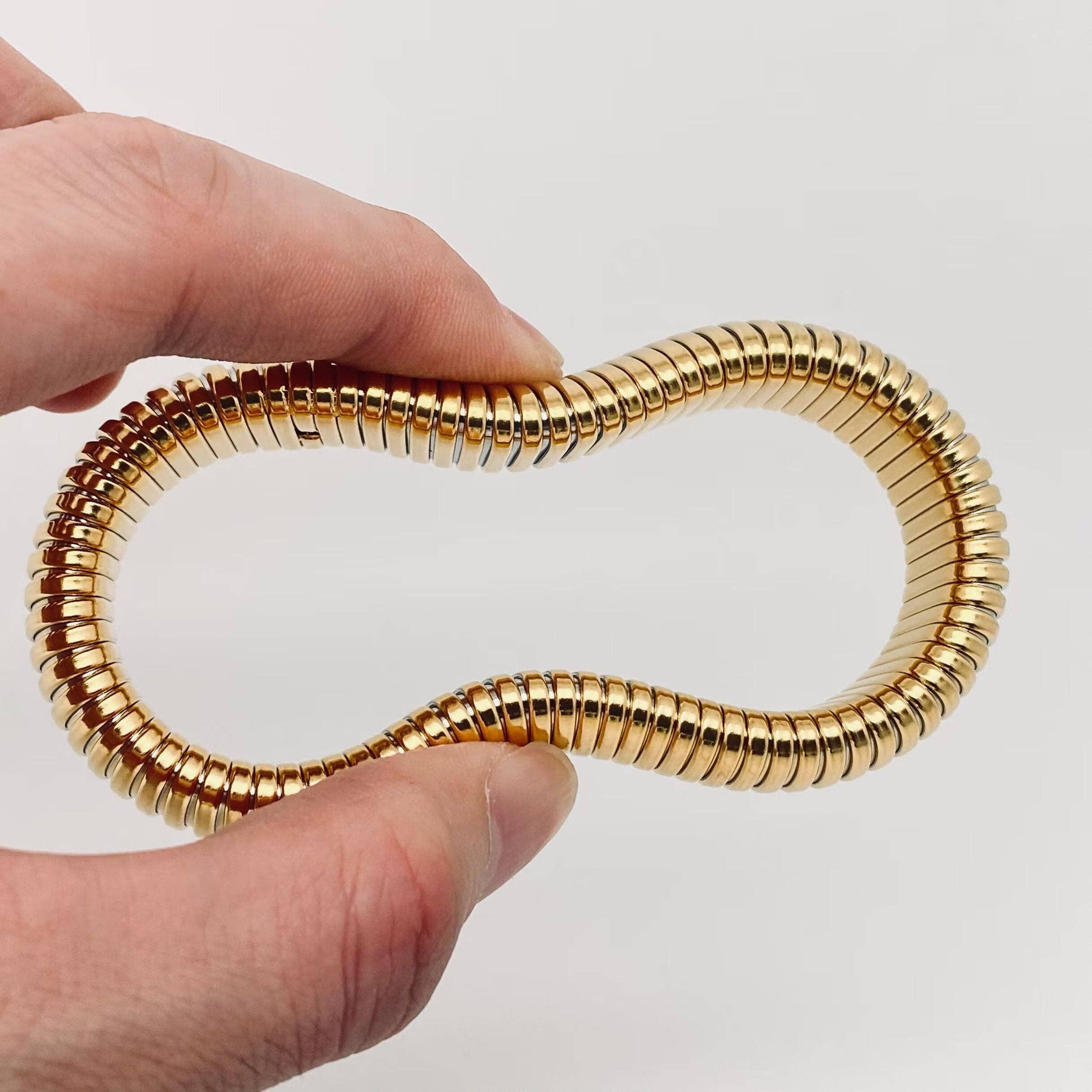 Elastic Stainless Steel Gold-plated Bangle