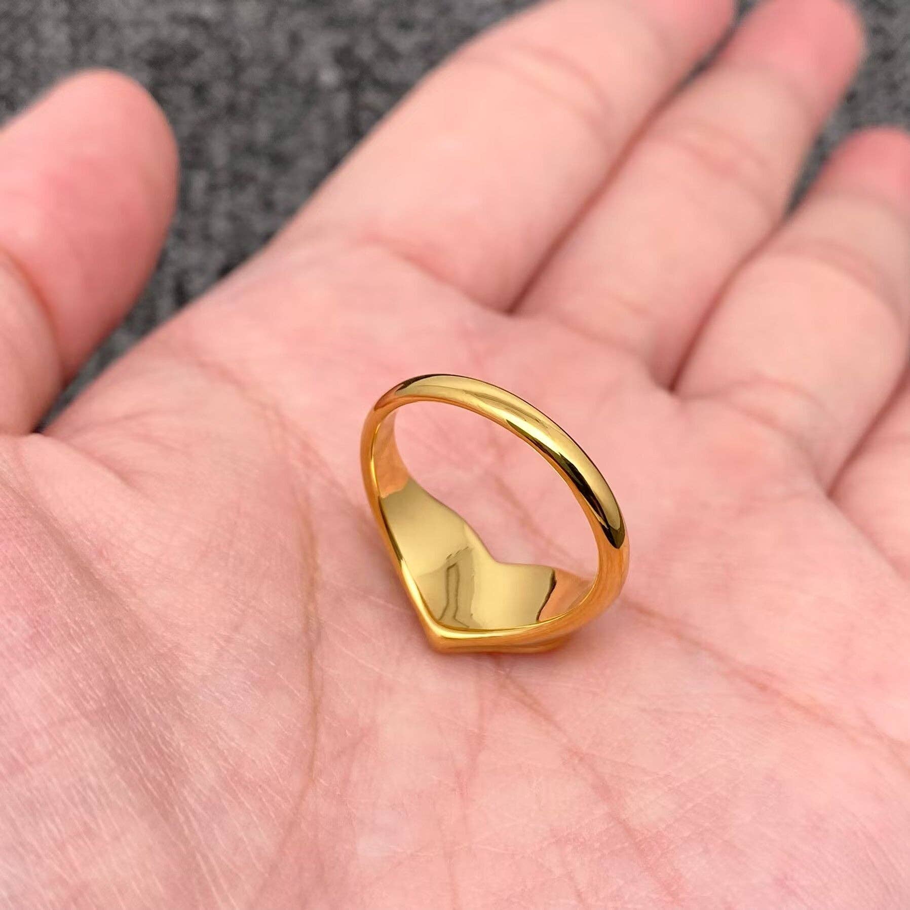 Ray Design Heart Shaped 18K Gold Plated S.Steel Ring