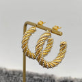 Steel Ball 18K Gold Plated Twist Hoop Earrings