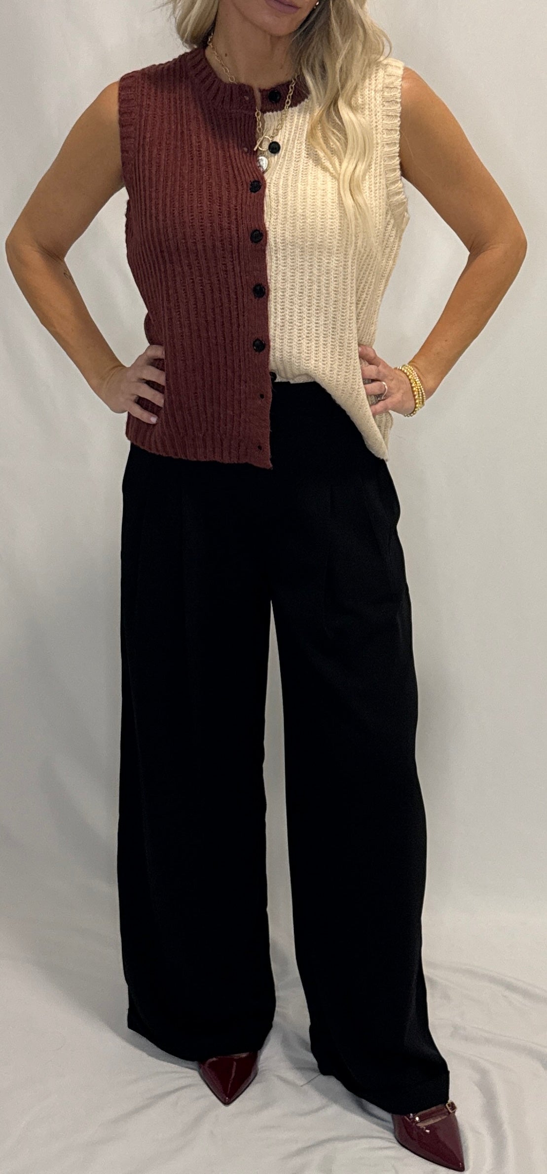 High-Waisted Pleated Wide Leg Trousers