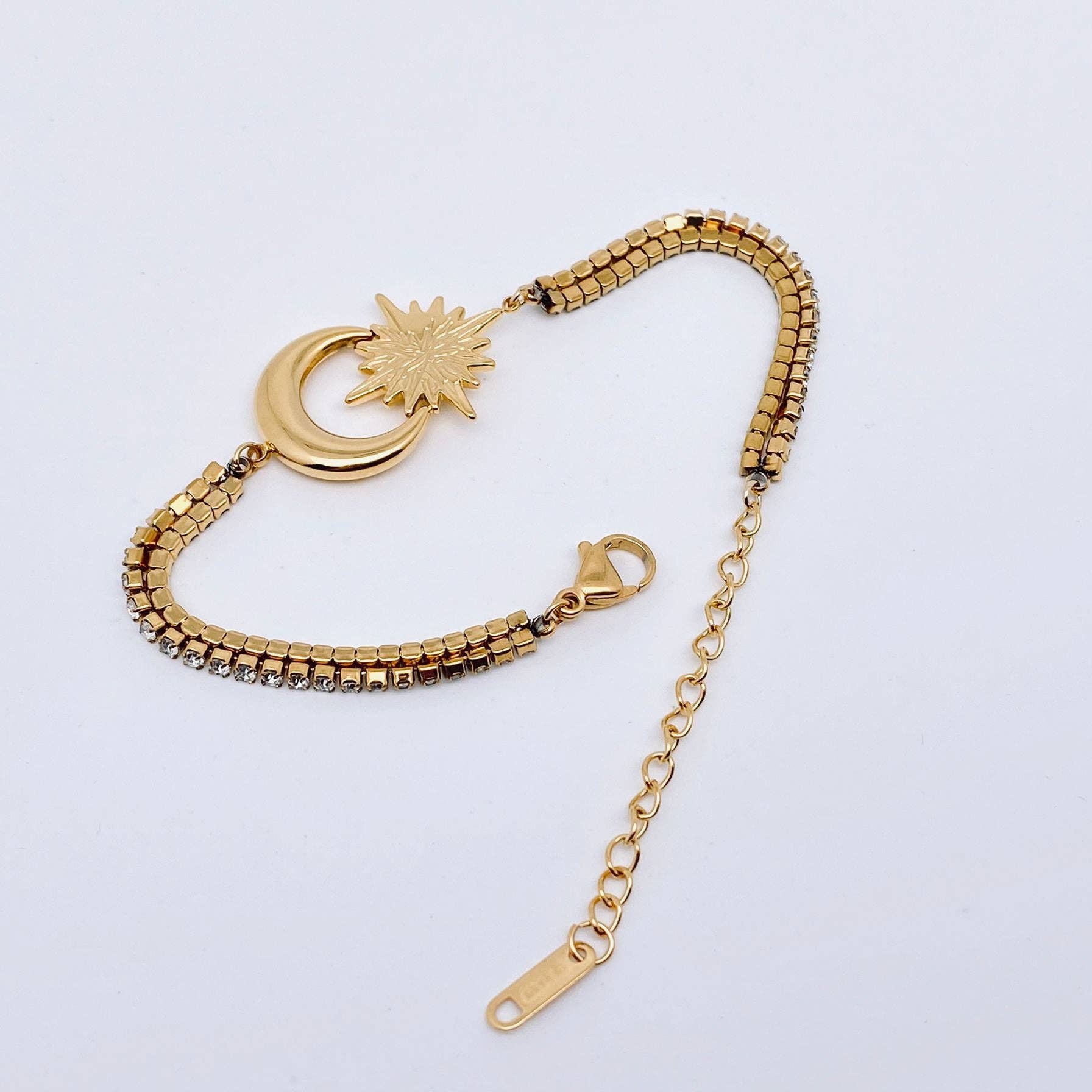 18K Gold Plated Star Moon  Cubic Zirconia Bracelet - FGS/MS