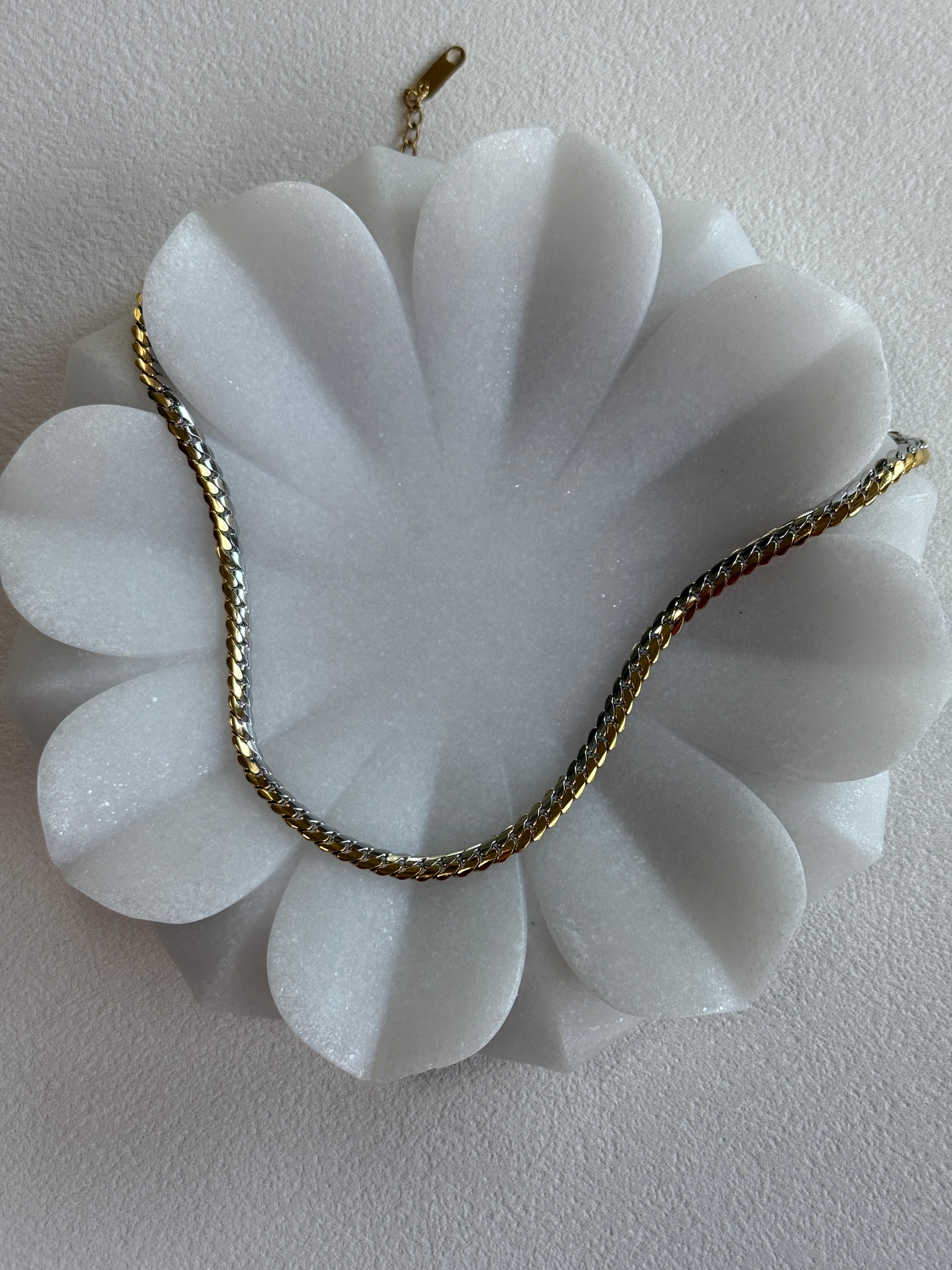 Two Tone 18K Gold Plated Stainless Steel Chain Necklace