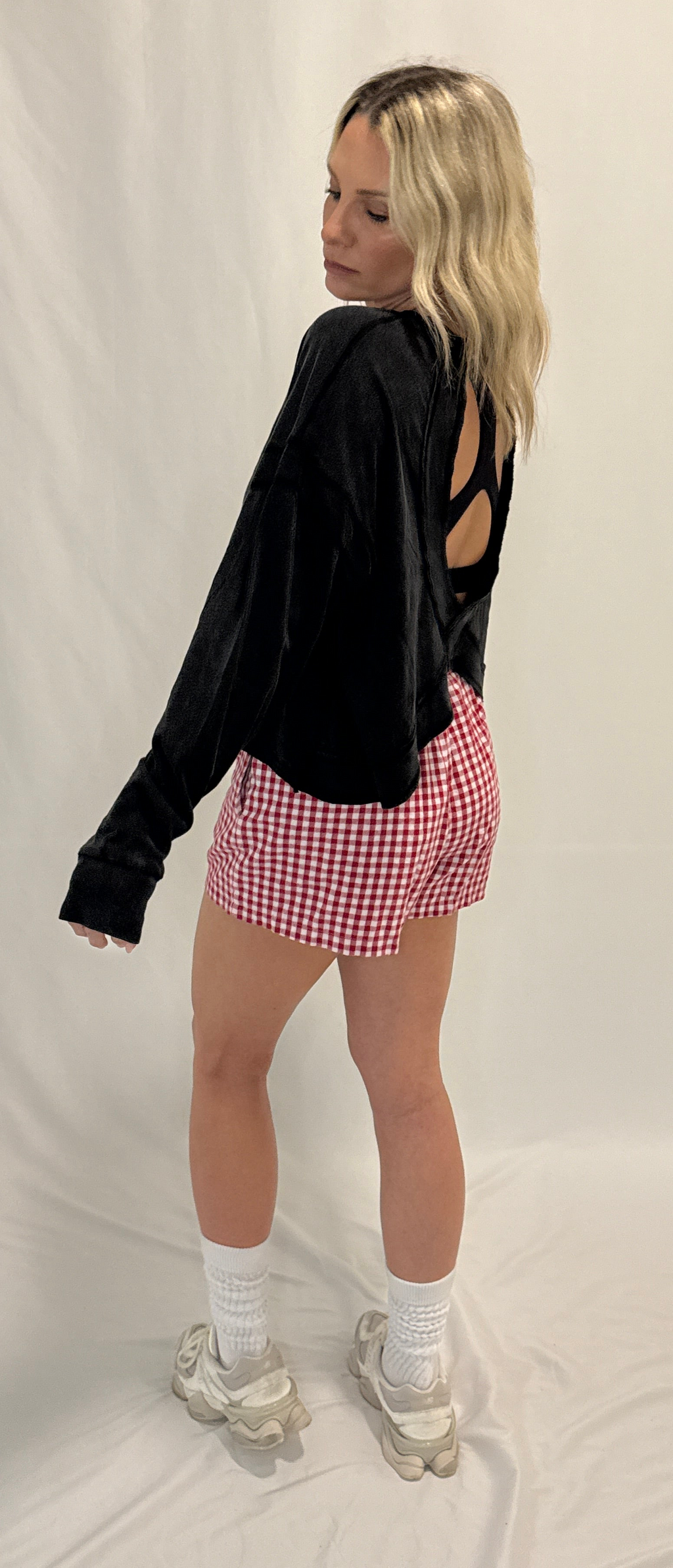 Cross Detail Open Back Long-Sleeve Top