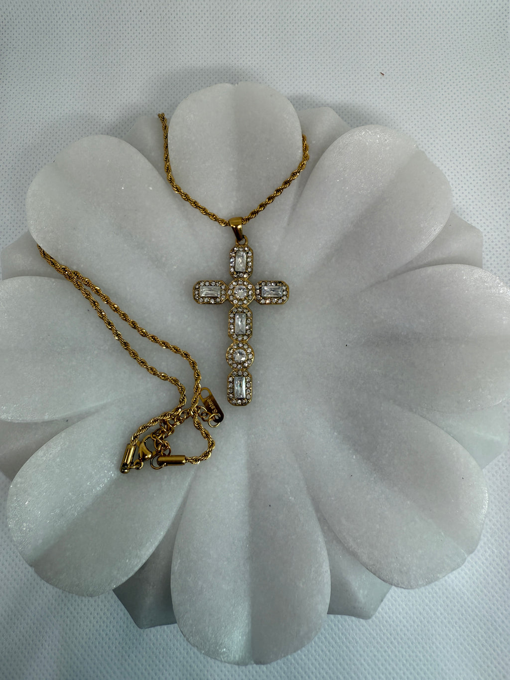Belrose 18K Gold Non-Tarnish CZ Cross Necklace