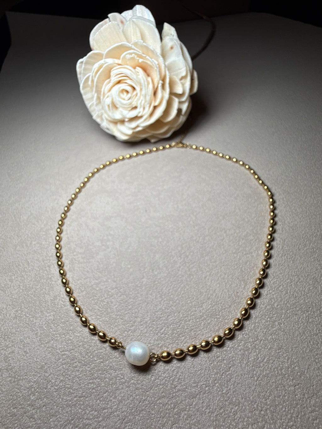 Vigne 18K Gold Non-Tarnish Pearl Ball Chain Necklace
