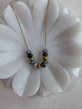 Natural Stone Beaded Charm 18K Gold Plated Necklace