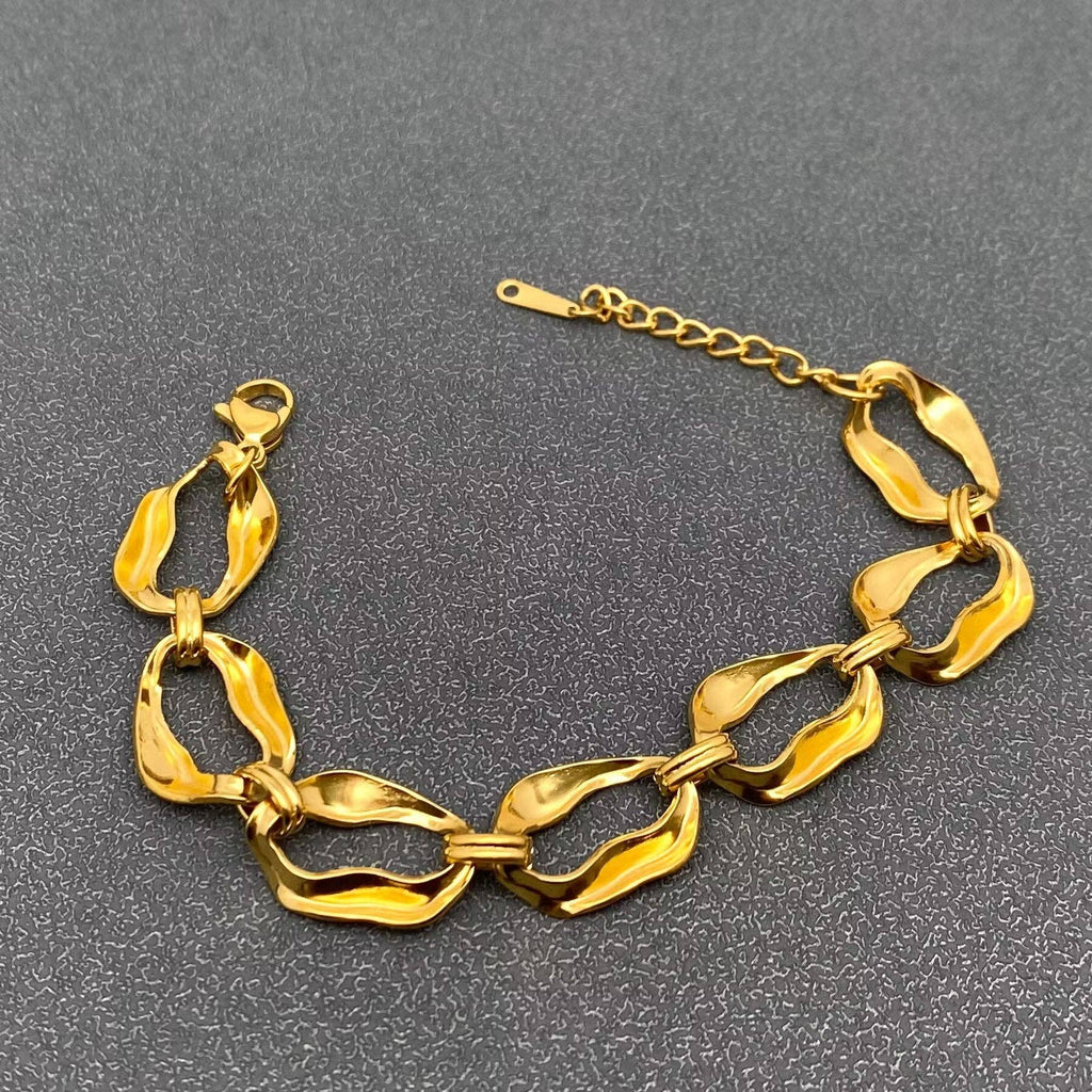 18K Gold Plated Stainless Steel Hollow Chain Bracelet