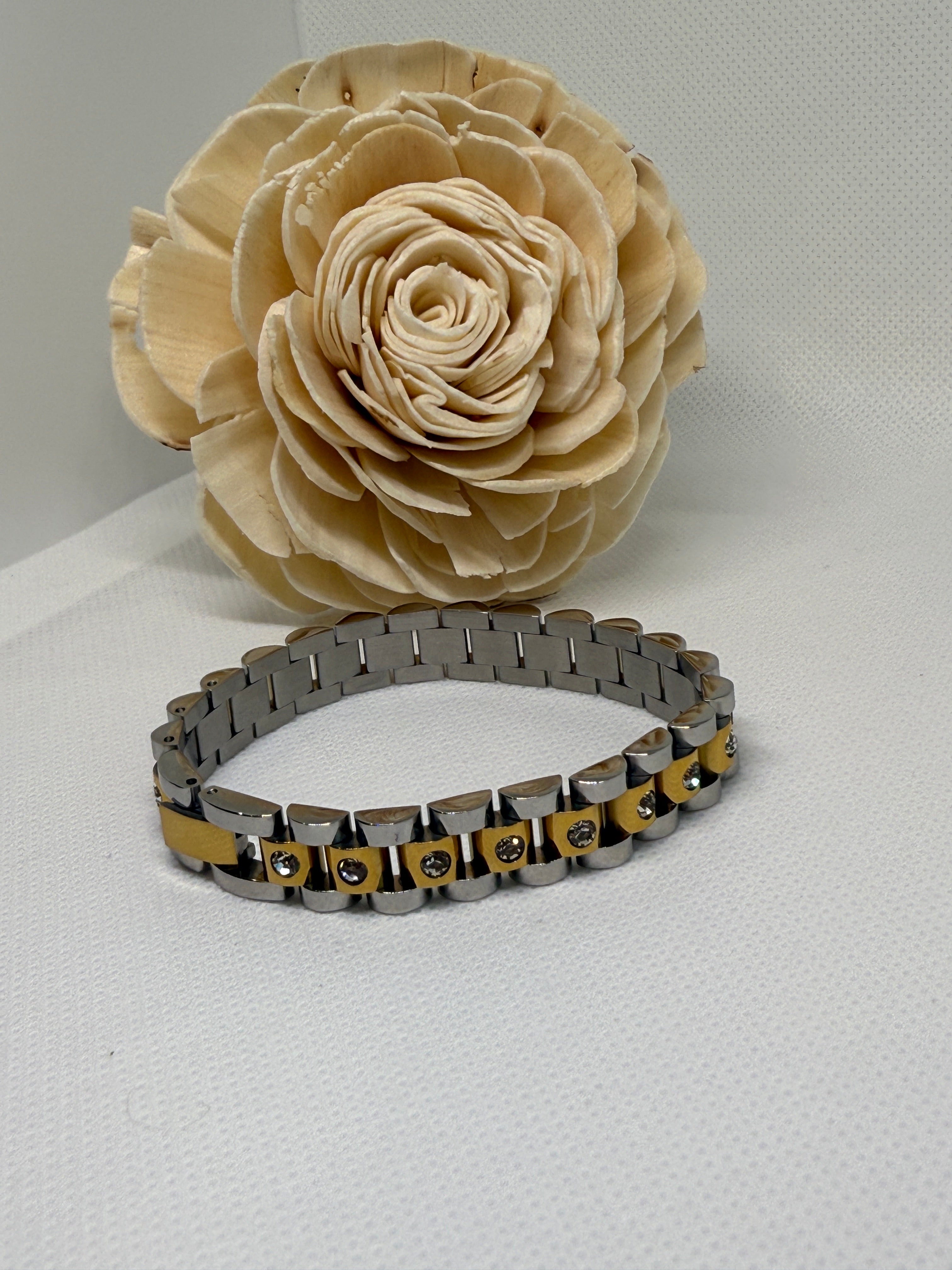 Faelys 18K Gold Non-Tarnish Two-Tone Watchband Bracelet