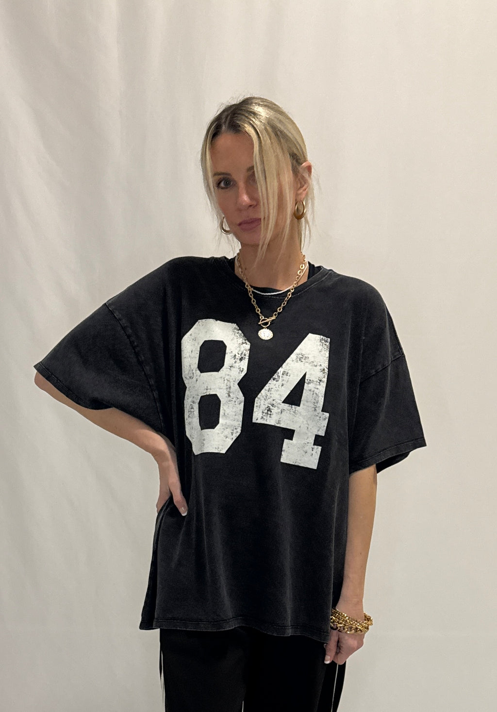 Mineral Washed Oversized Number Graphic T-Shirt