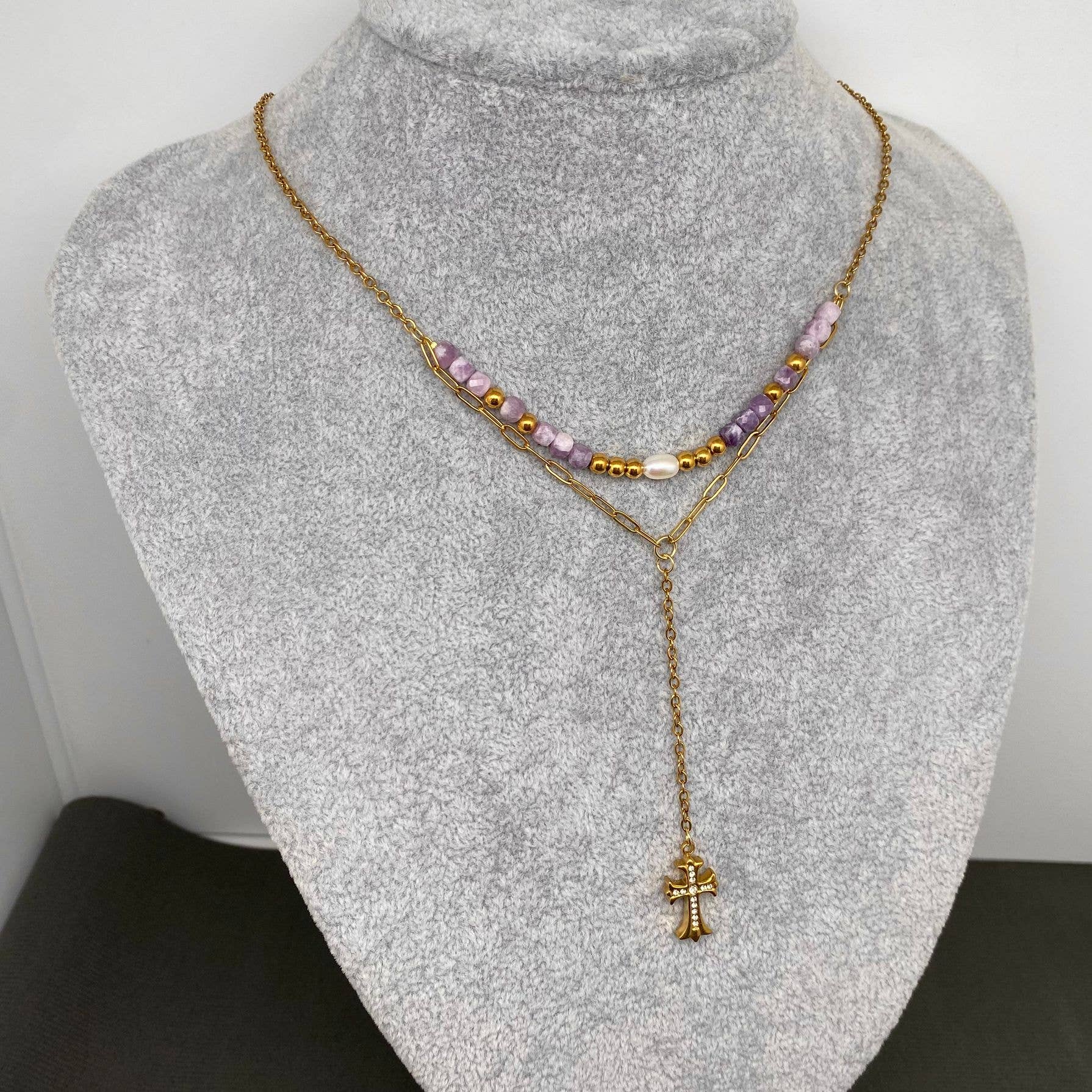 Cross 18K Gold Plated S.Steel Y-neck Necklace
