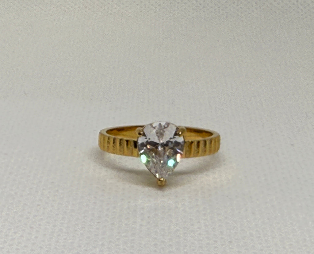Emberlace 18K Gold Non-Tarnish Statement Pear Stone Ring