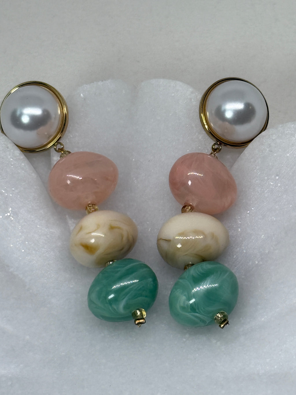 Alani 18K Gold Non-Tarnish Vintage Pastel Beaded Earring