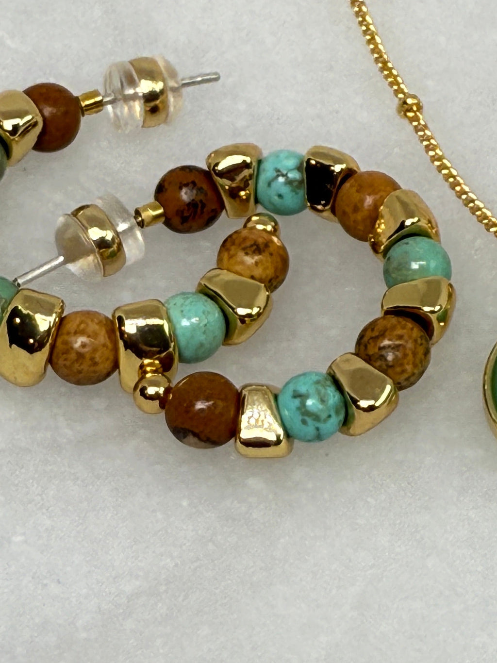 Noisette 18K Gold Boho Beaded Hoop Earrings