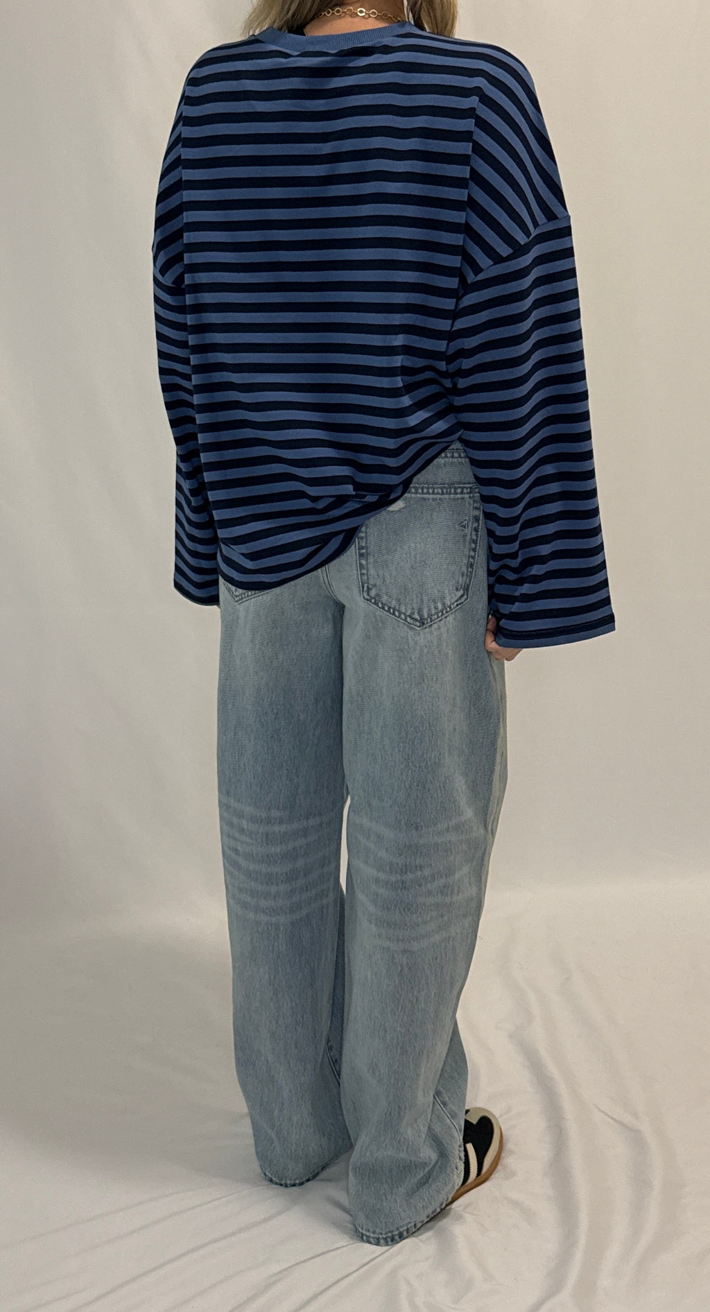 Striped Terry Oversized Long Sleeve Top