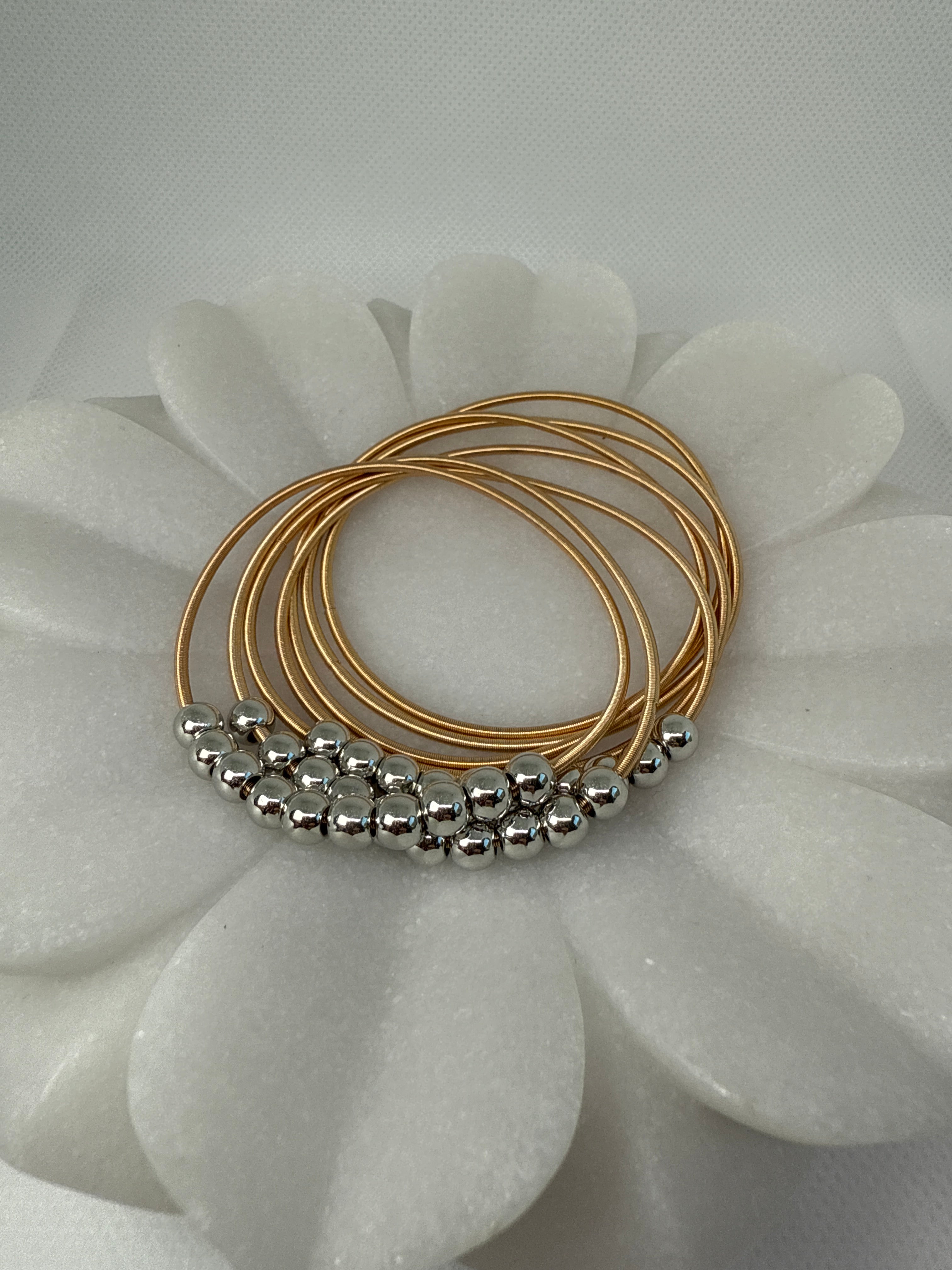 Boho Layered Spring Coil Guitar String Bracelet Set
