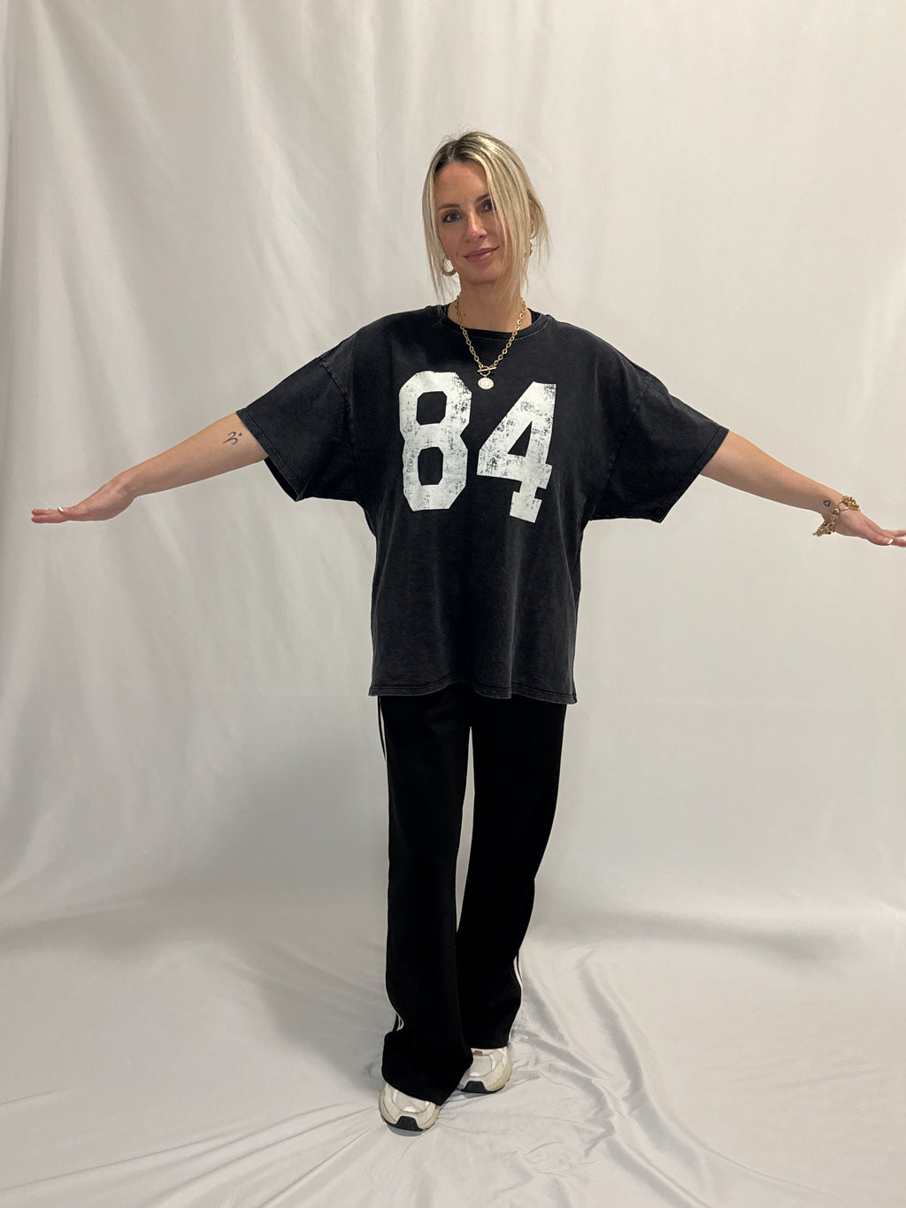 Mineral Washed Oversized Number Graphic T-Shirt