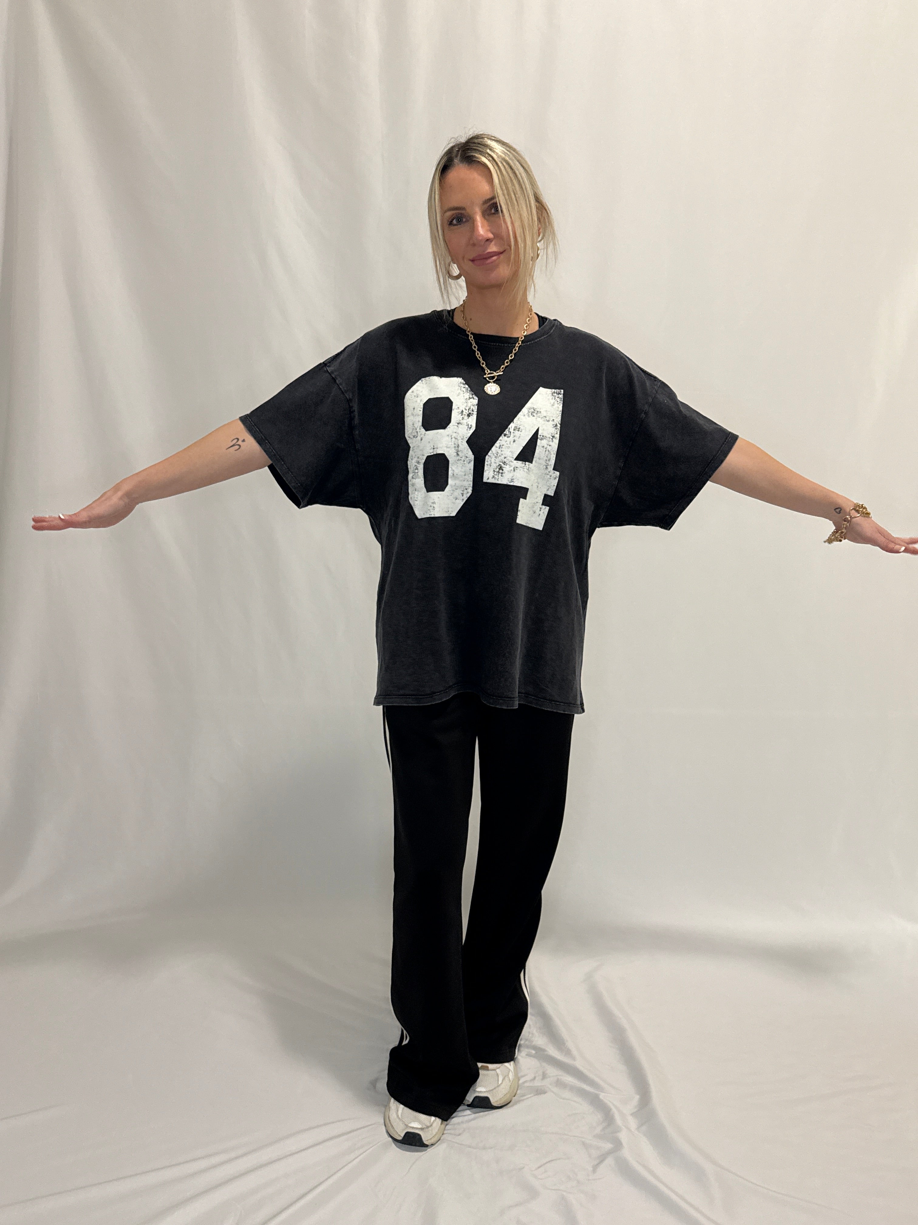 Mineral Washed Oversized Number Graphic T-Shirt