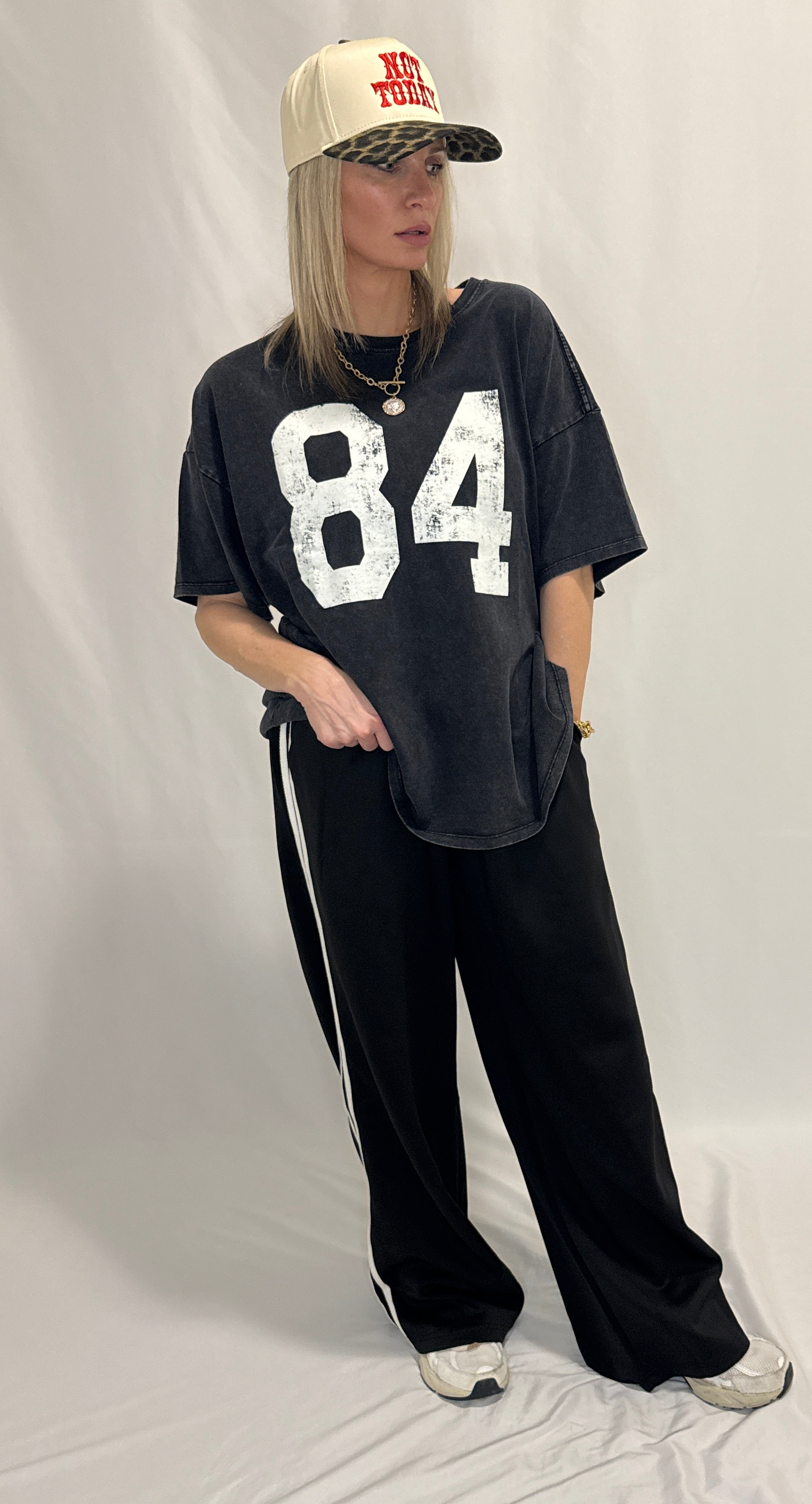 Mineral Washed Oversized Number Graphic T-Shirt