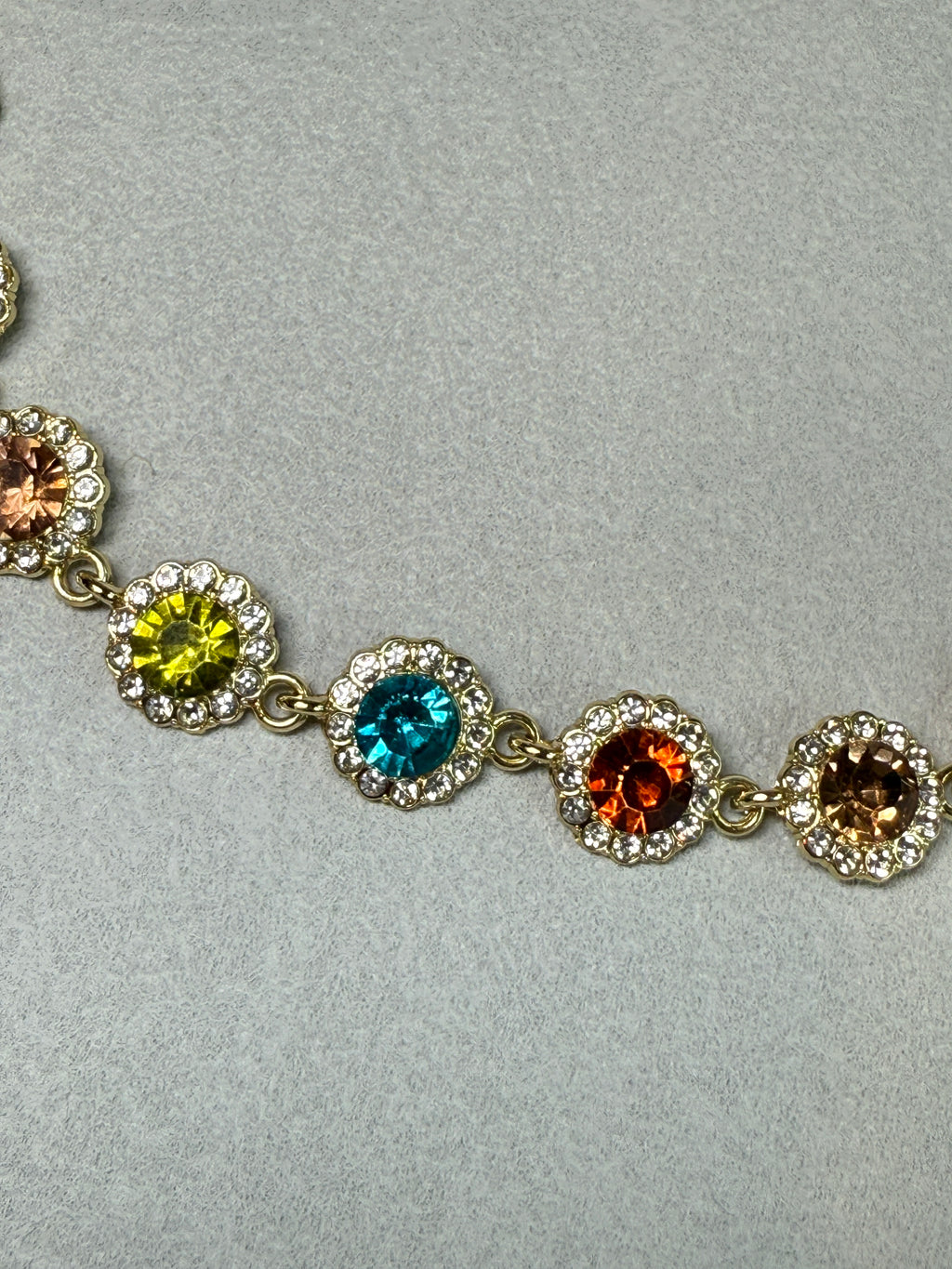 Colored Rhinestone Chain Choker Necklace