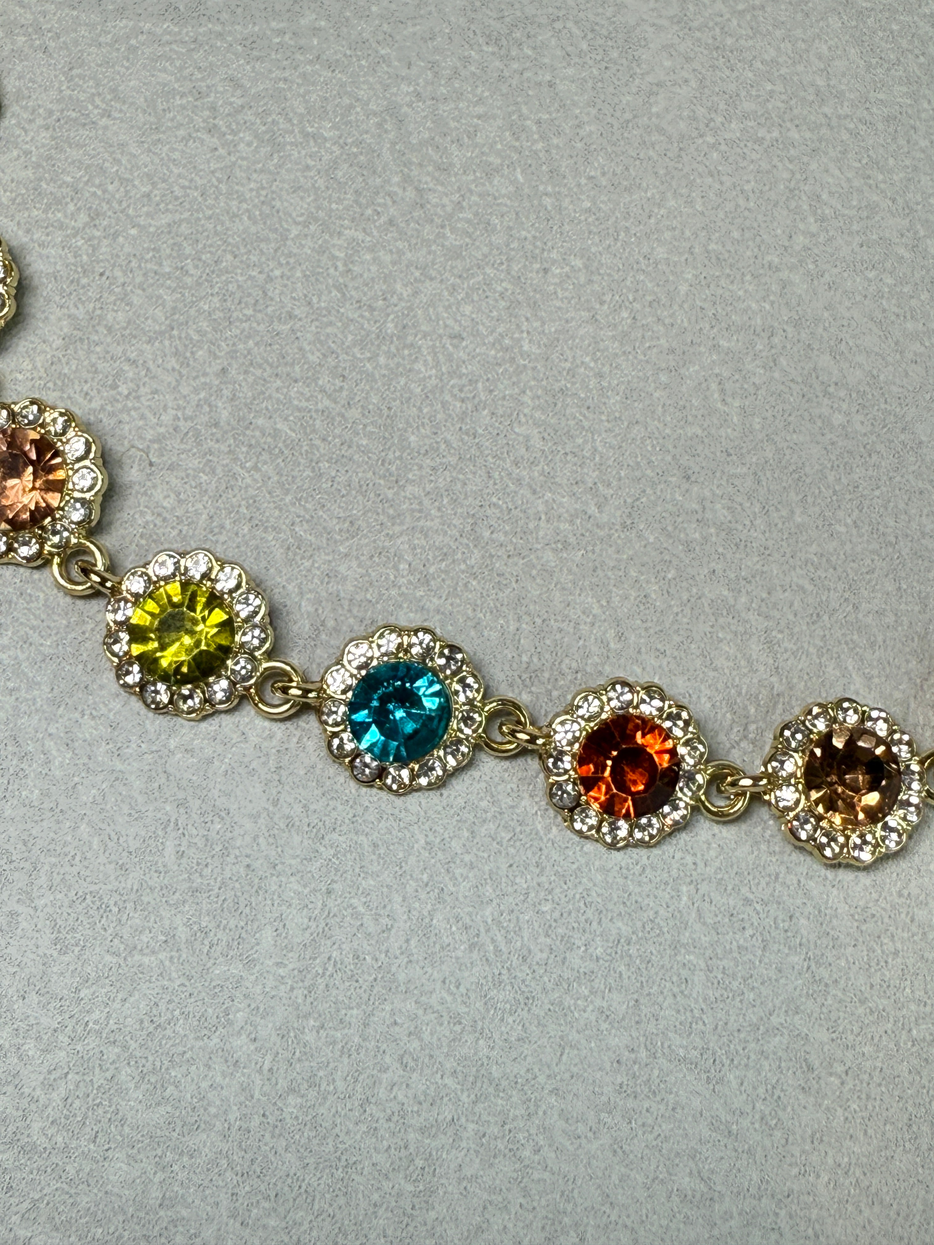 Colored Rhinestone Chain Choker Necklace