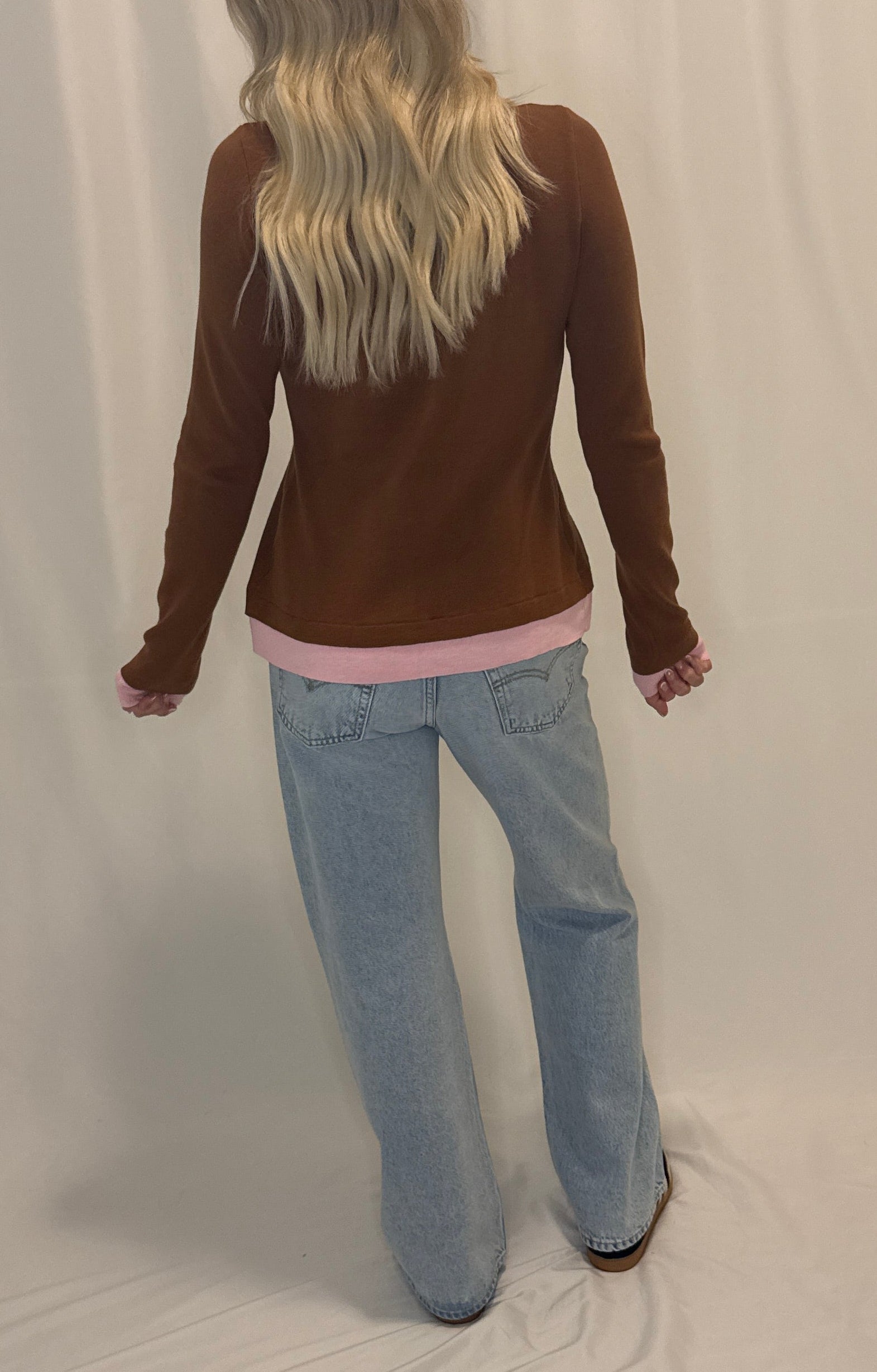 Caramel Rose Contrast Cardigan