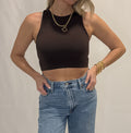 Casual Crew Neck Crop Top
