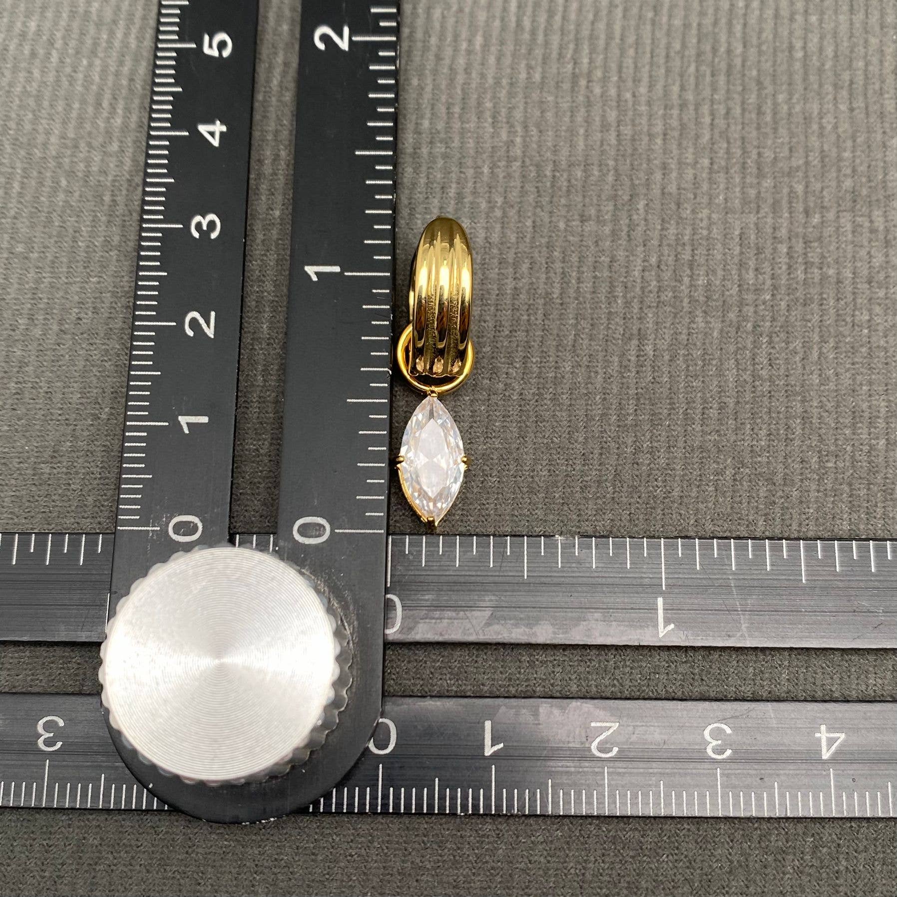 Asymmetric Zircon 18K Gold Plated SS Huggie Earrings - FGS