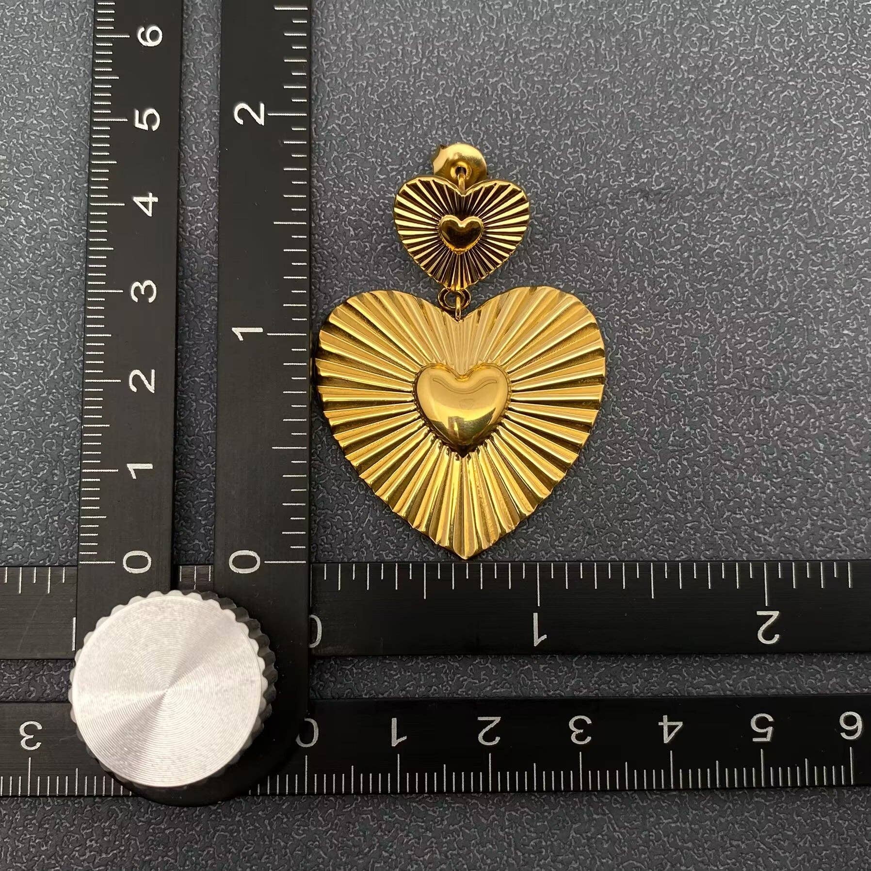 S.Steel Ray Heart Dangle Earrings