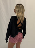 Cross Detail Open Back Long-Sleeve Top