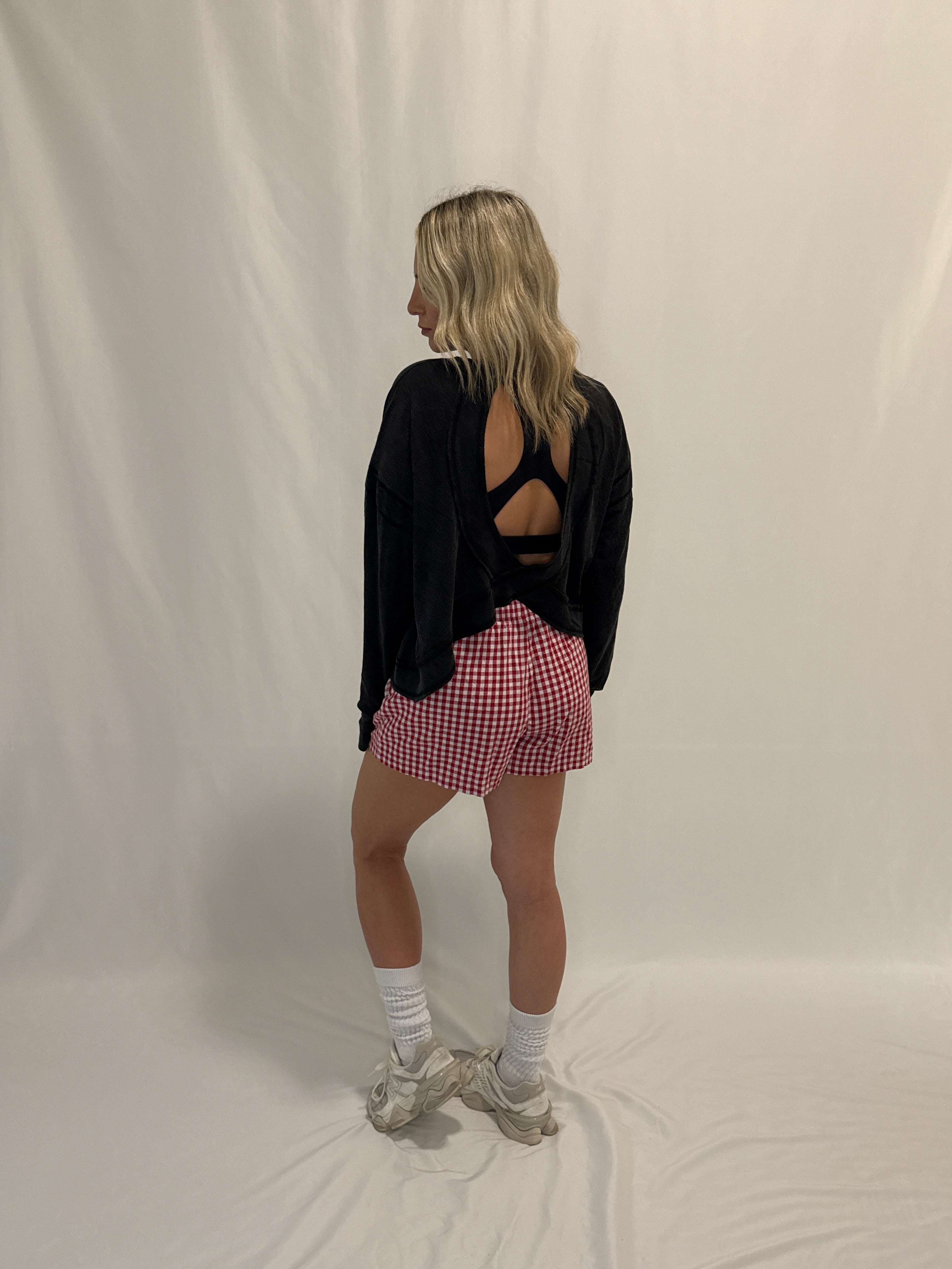 Cross Detail Open Back Long-Sleeve Top