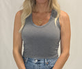 Seamless Knit Nylon Spandex Ribbed V-Neck Tank