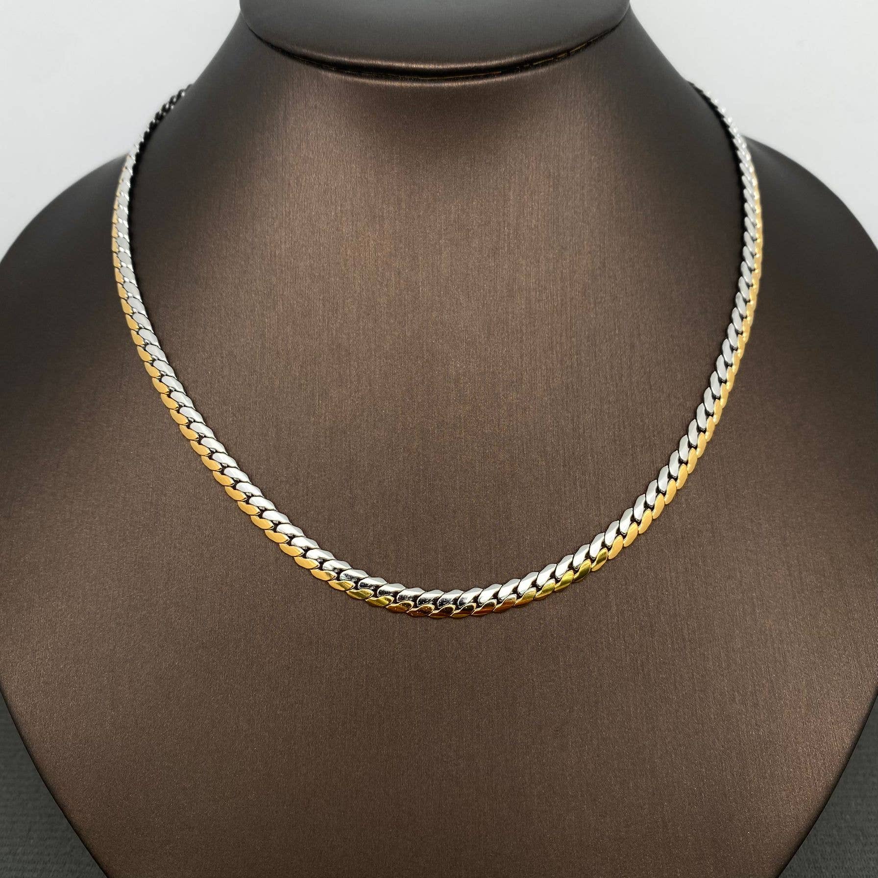 Two Tone 18K Gold Plated Stainless Steel Chain Necklace