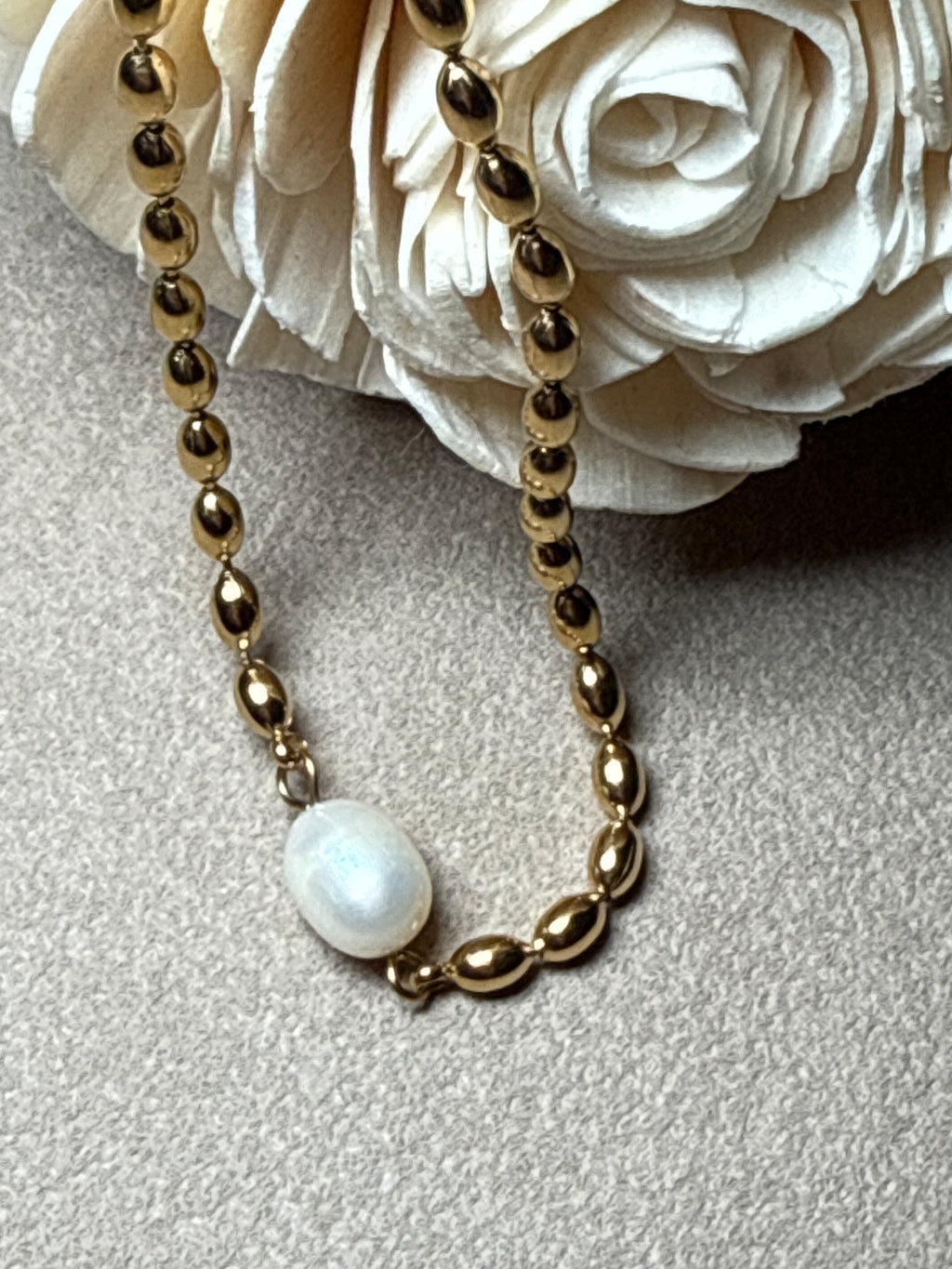 Vigne 18K Gold Non-Tarnish Pearl Ball Chain Necklace