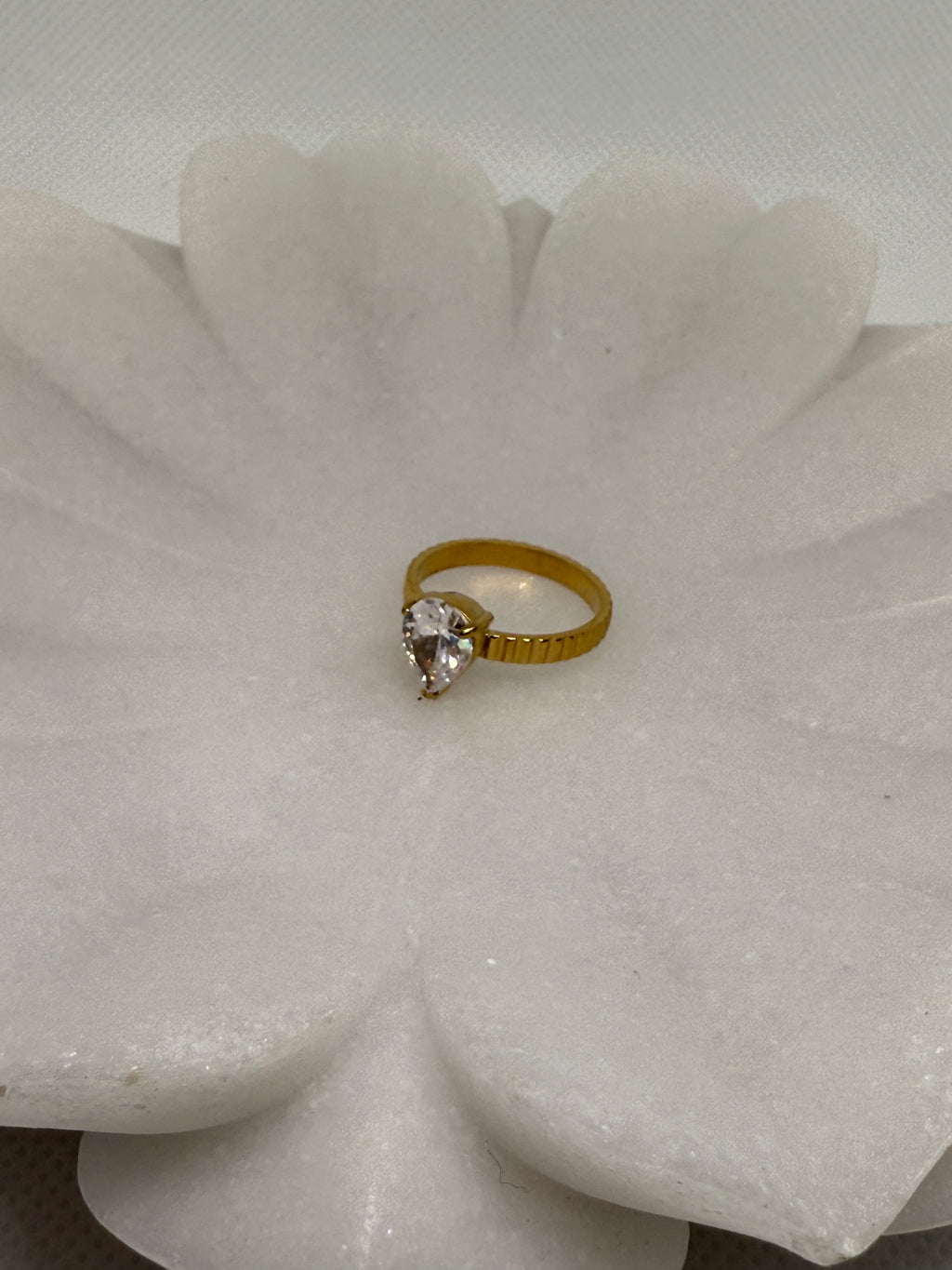 Emberlace 18K Gold Non-Tarnish Statement Pear Stone Ring