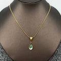 Teardrop Glass Charm 18K Gold Plated SS Necklace (Two Colors)