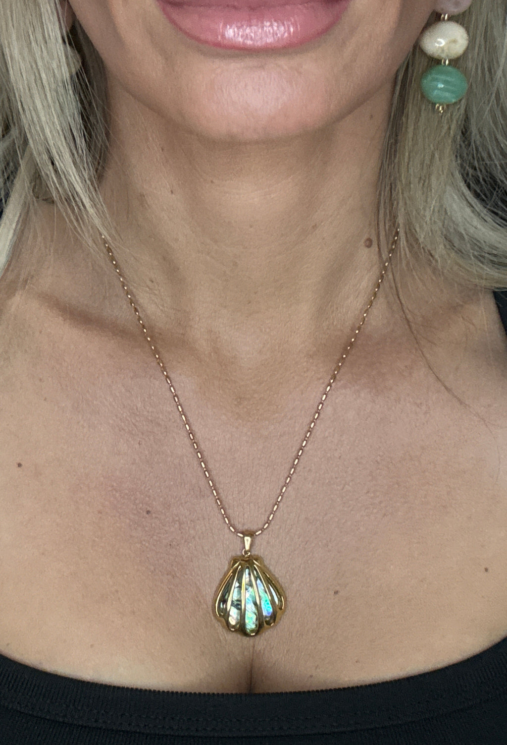 Cydnee 18K Gold Non-Tarnish Abalone Shell Necklace
