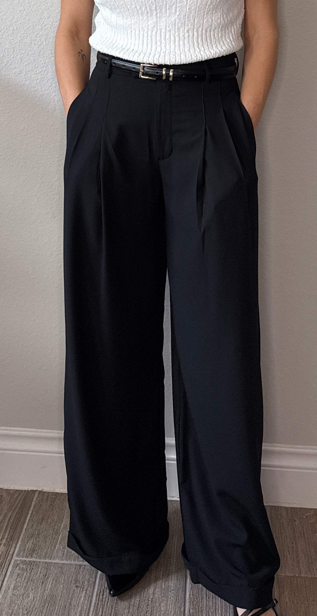High-Waisted Pleated Wide Leg Trousers