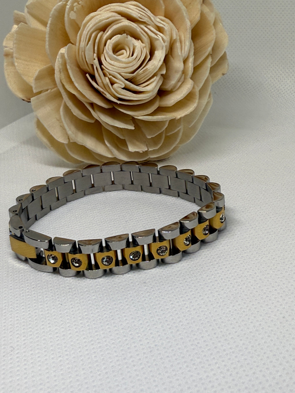 Faelys 18K Gold Non-Tarnish Two-Tone Watchband Bracelet